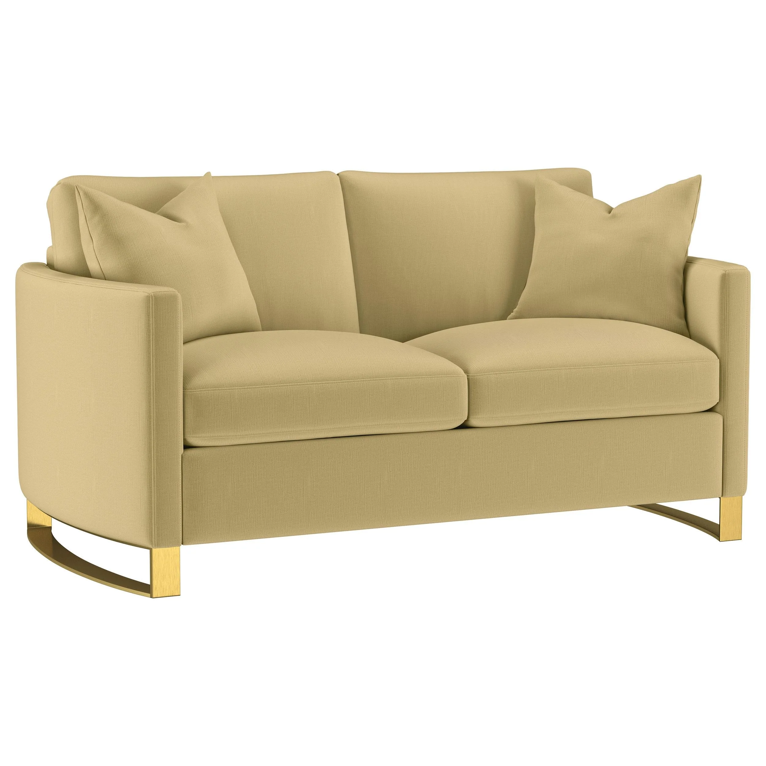 Corliss Camel Velvet Curved Track Arm Loveseat - Image 2