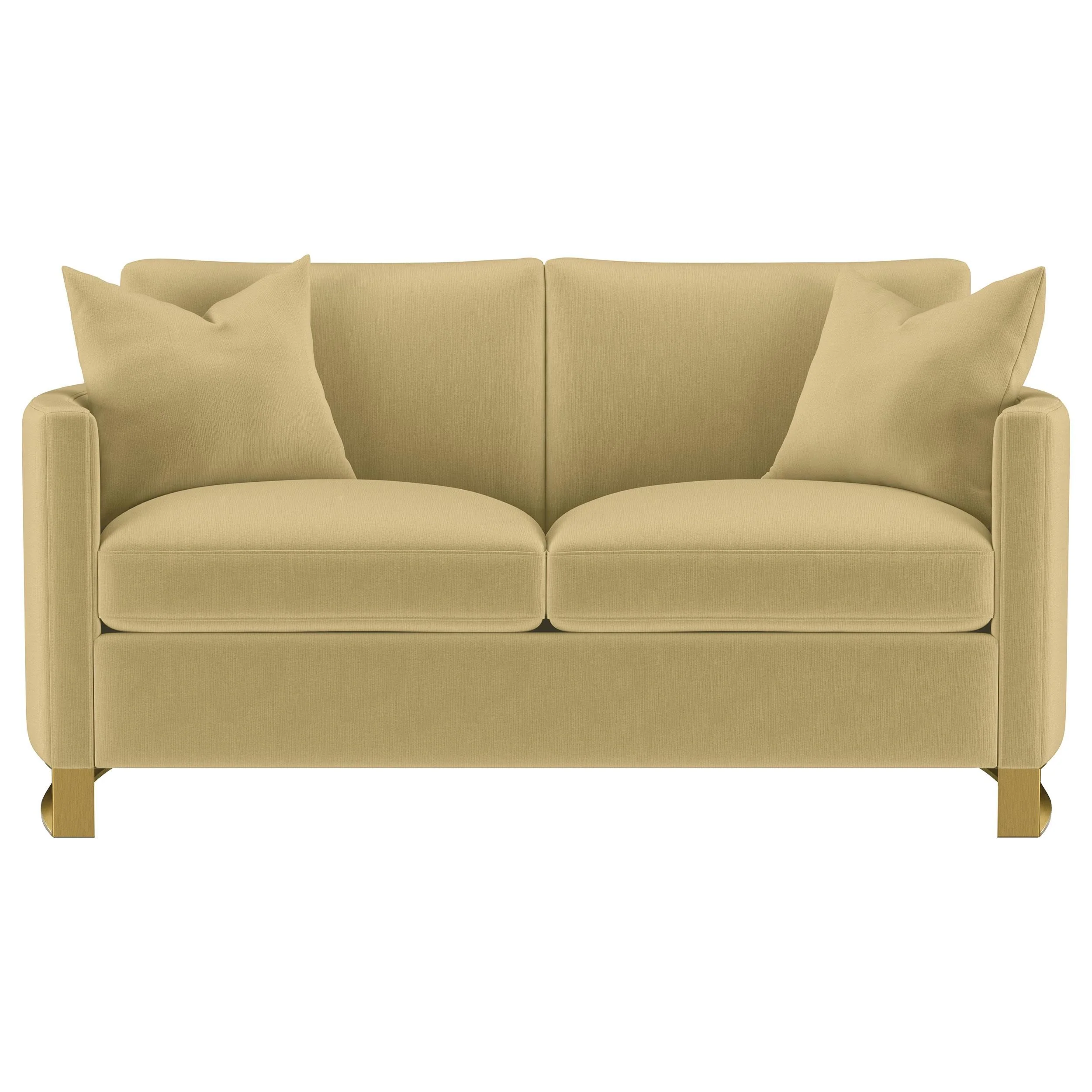 Corliss Camel Velvet Curved Track Arm Loveseat - Image 3