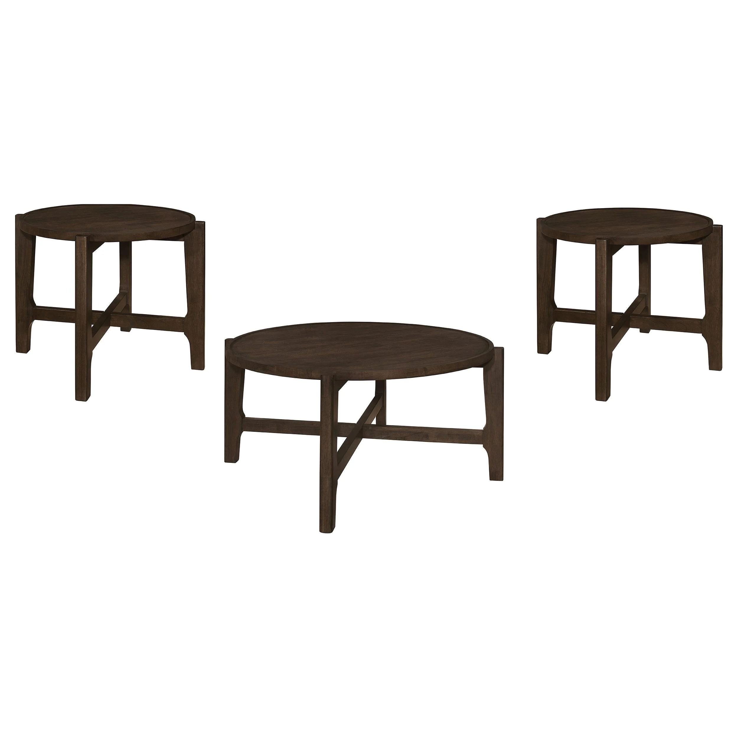 Cota Dark Brown 3-Piece Solid Wood Coffee and End Table Set - Image 2