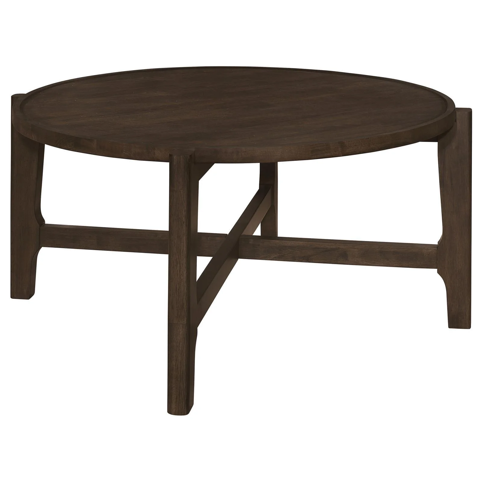 Cota Round Solid Wood Coffee Table Dark Brown - Image 4