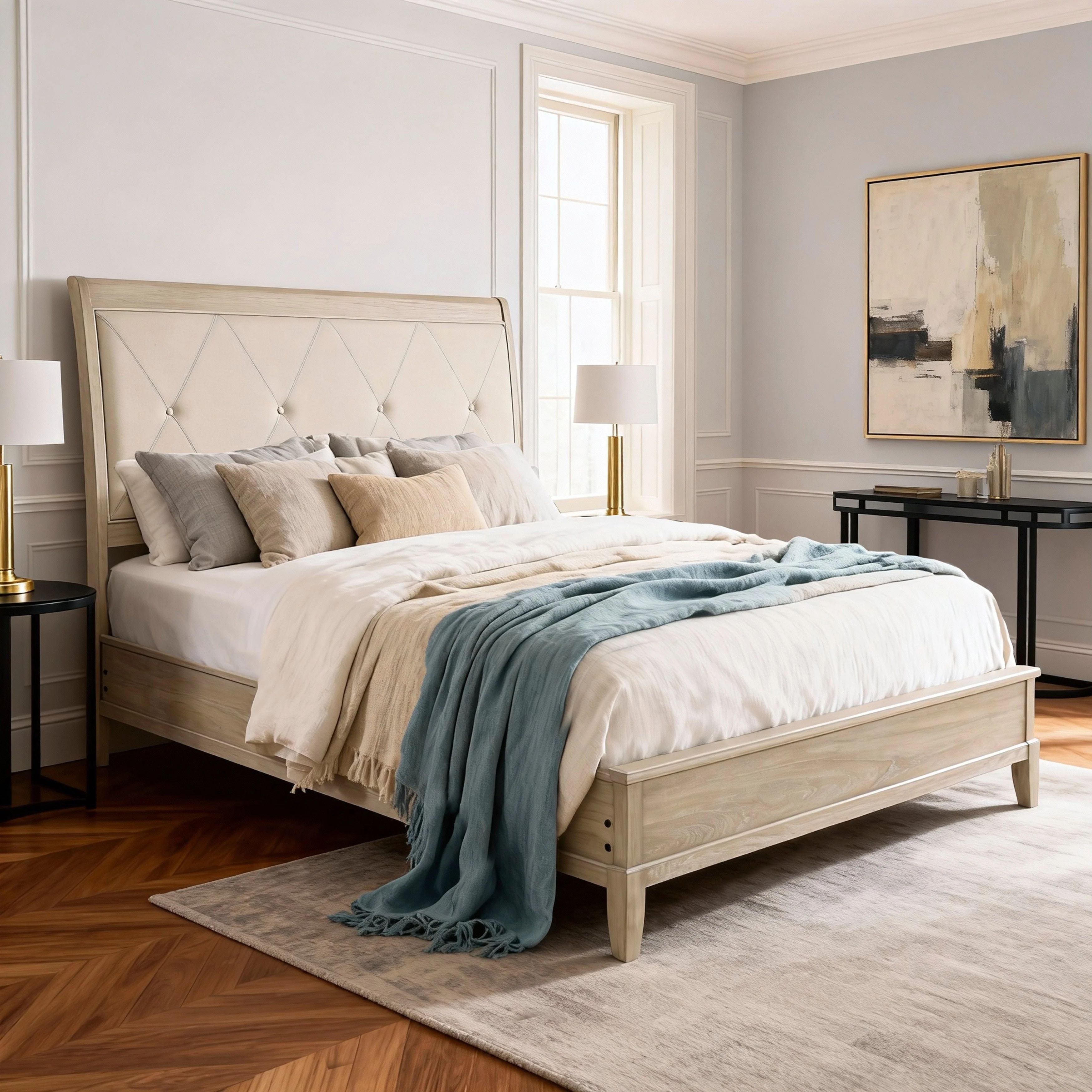 Cotterill Beige King Upholstered Panel Bed - Image 14