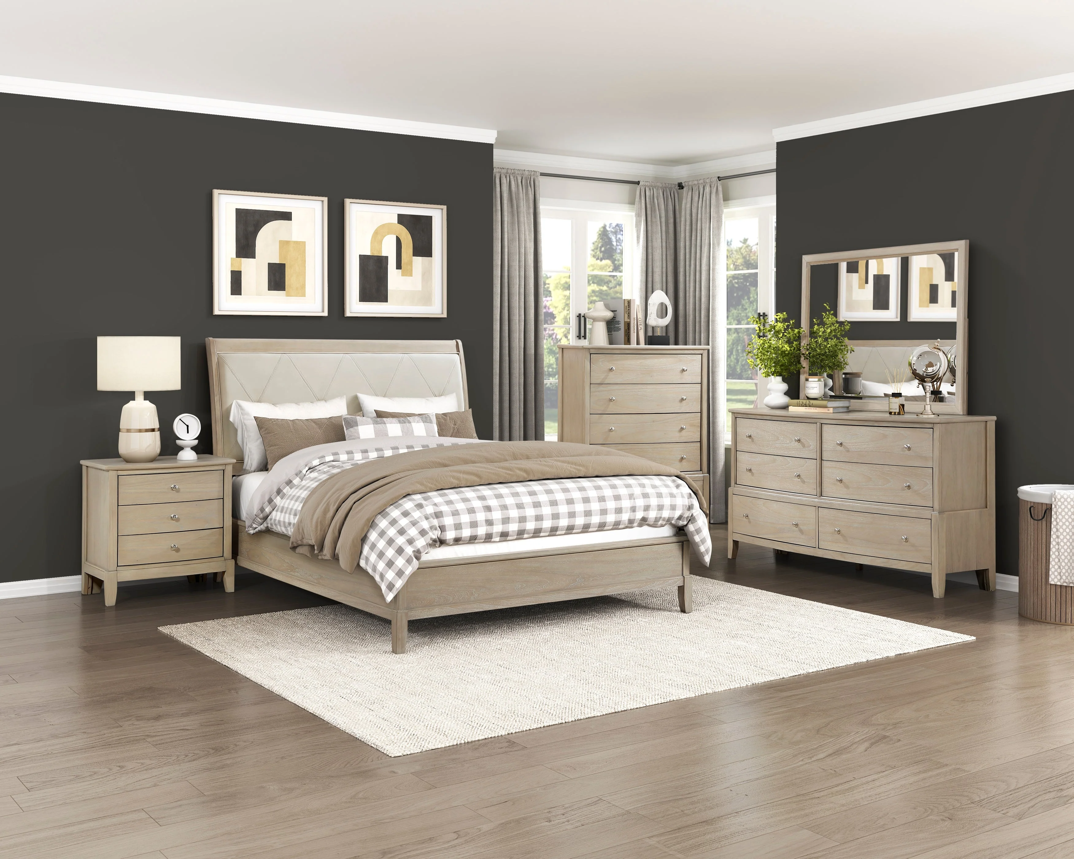 Cotterill Beige King Upholstered Panel Bed - Image 9