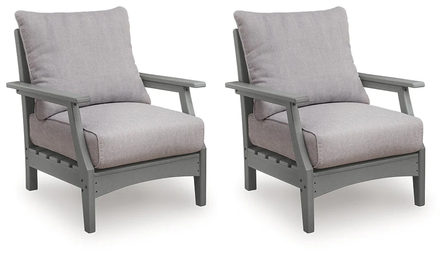 Cove Beach Gray Lounge Chair w/Cushion, Set of 2 - Image 2