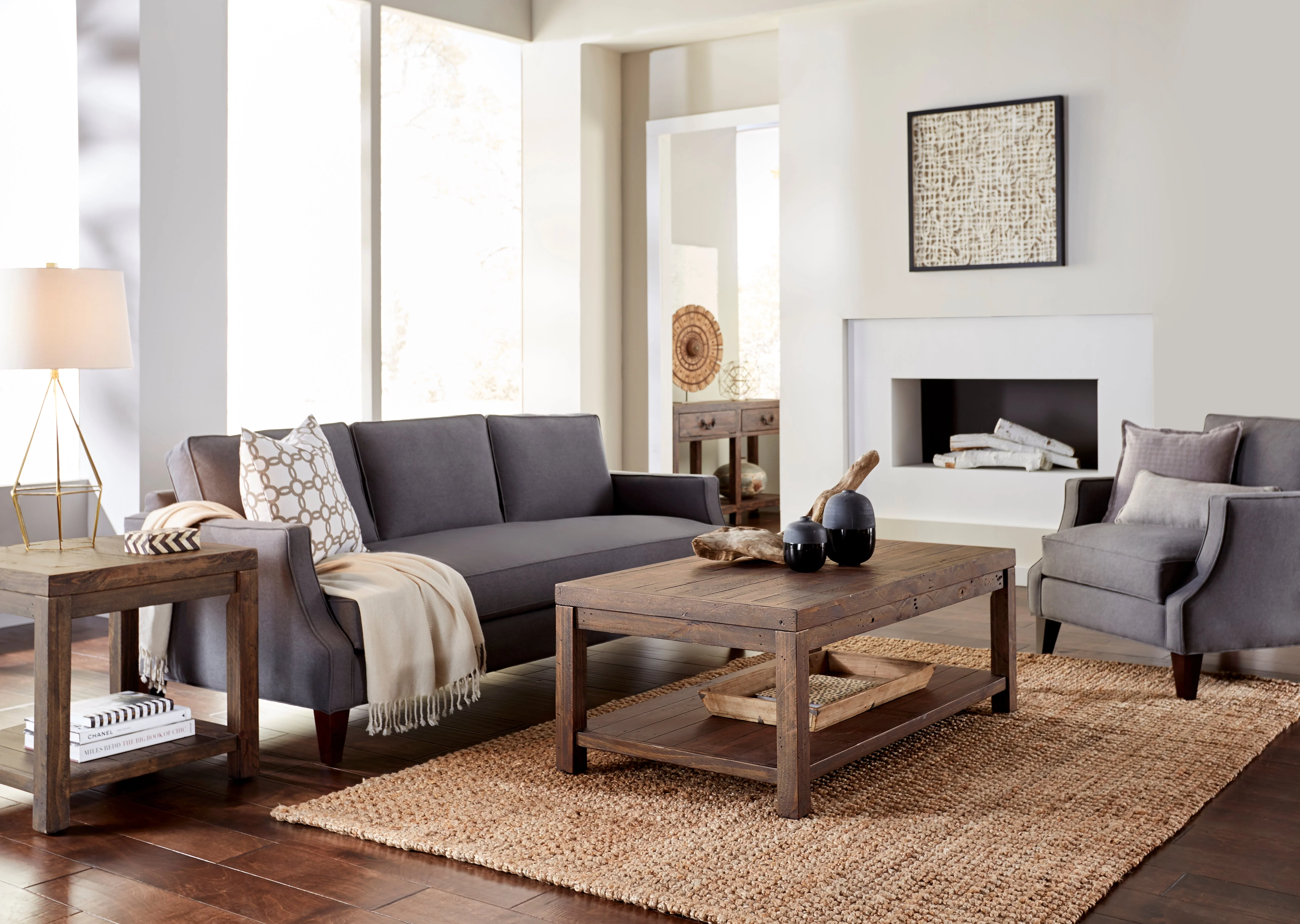 Craster Reclaimed Wood Rectangular Coffee Table in Smoky Taupe - Image 2
