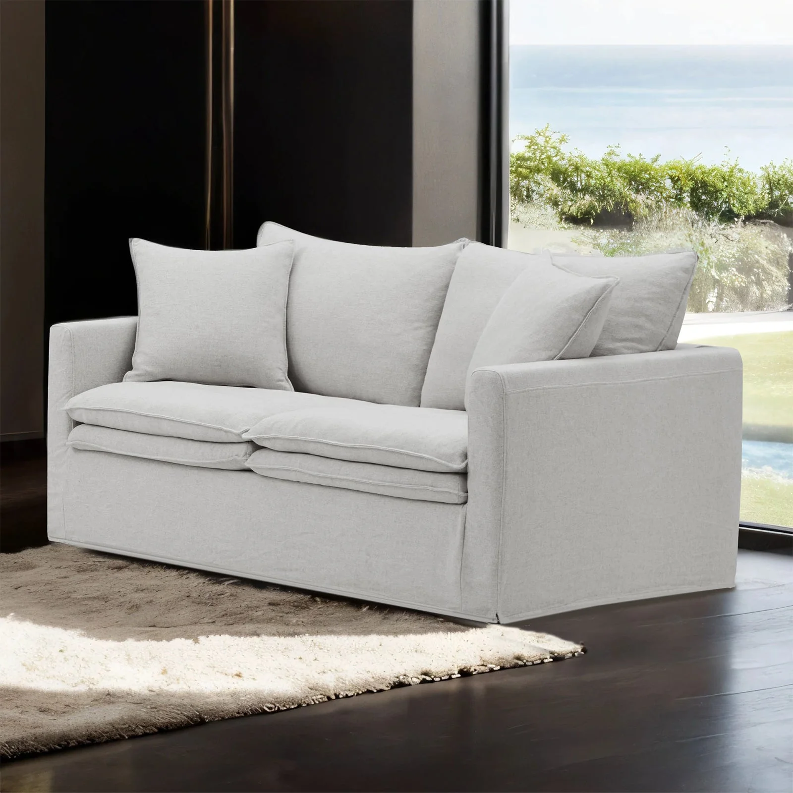 Crayford Light Gray Upholstery Living Room Set - Image 3