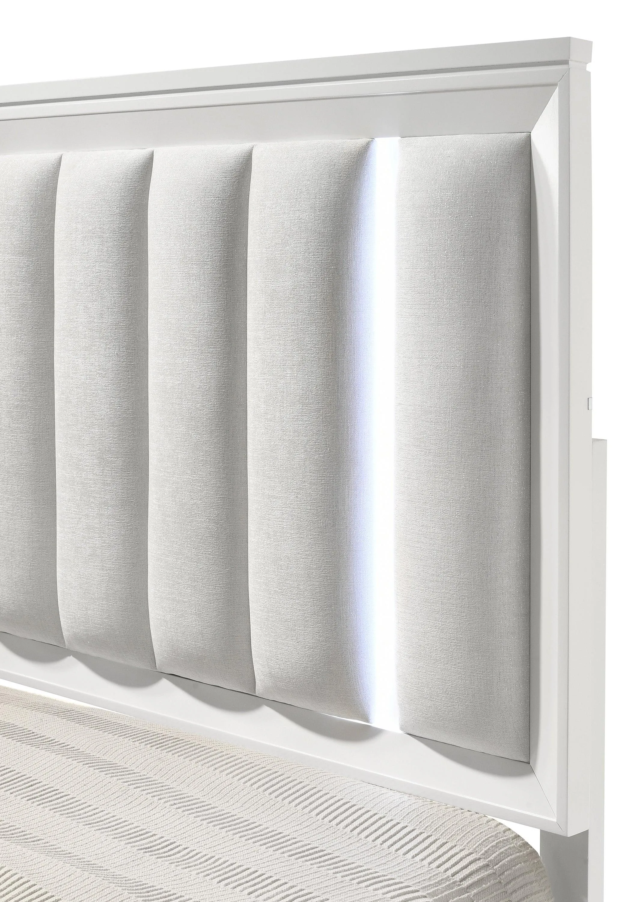 Cressida White Upholstered LED Panel Bedroom Set - Image 3
