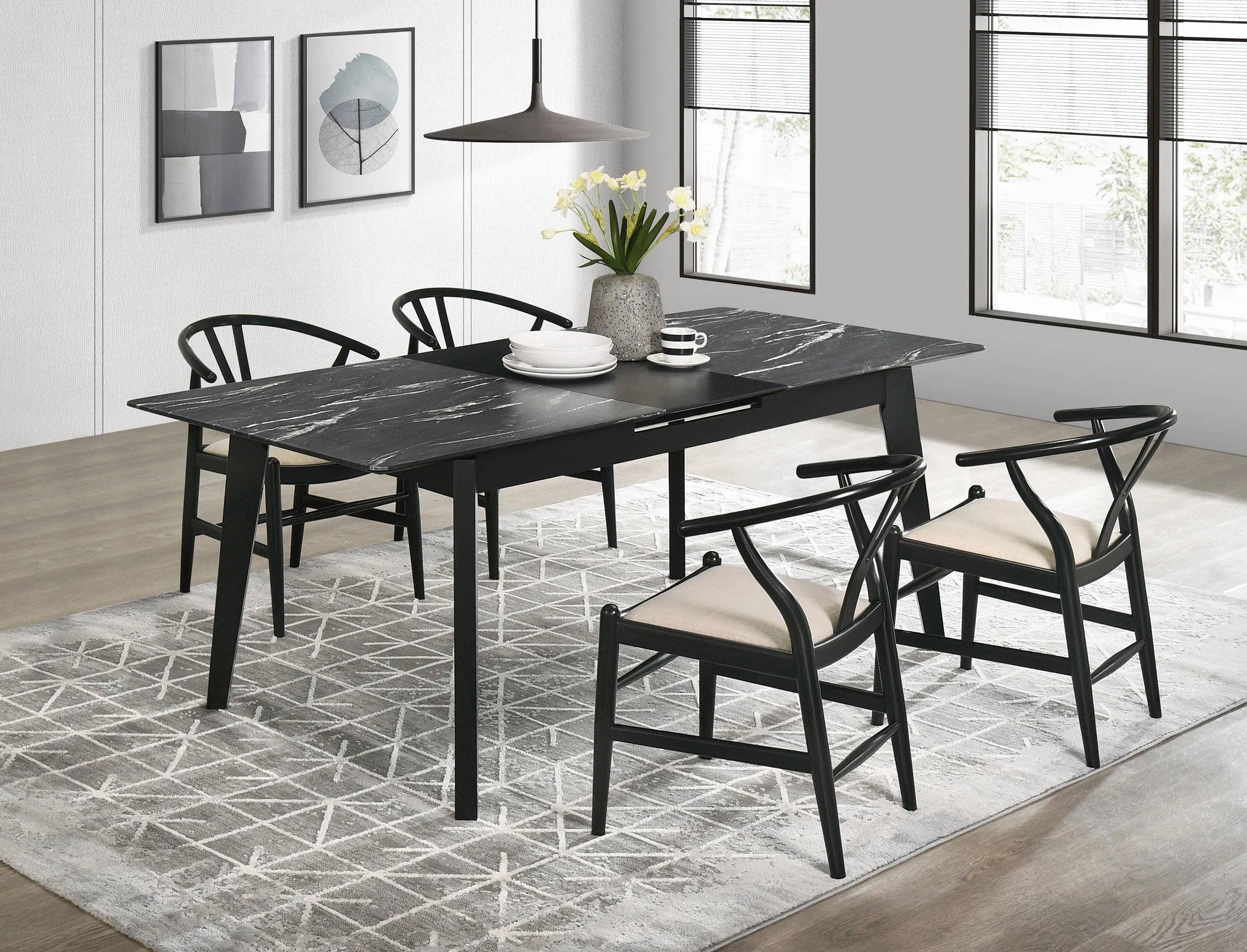 Crestmont Black 5-Piece Dining Set with Extension Leaf