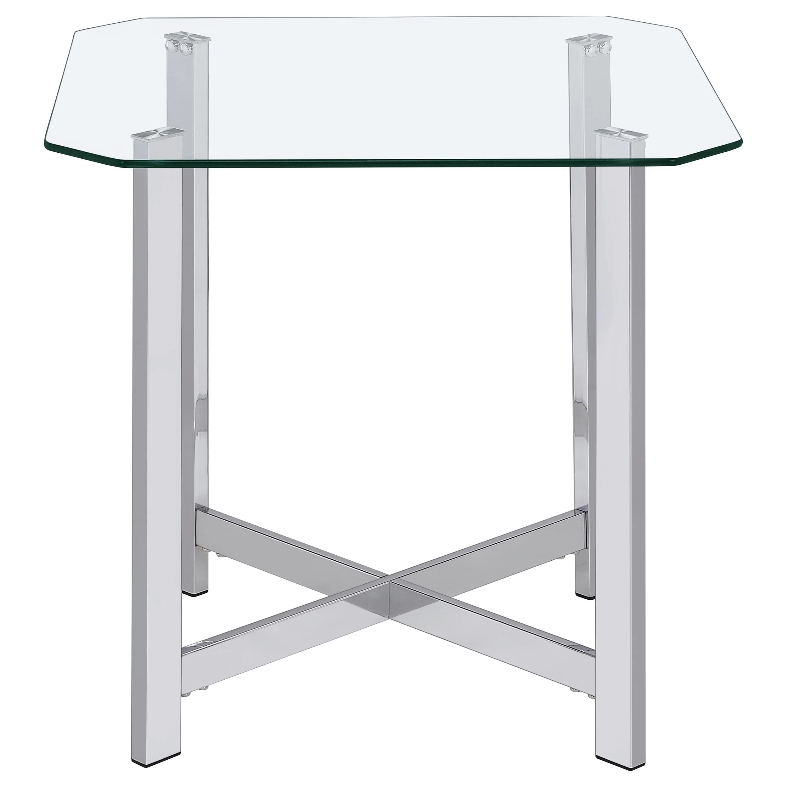 Cronin Chrome Square Tempered Glass Top Side End Table - Image 3