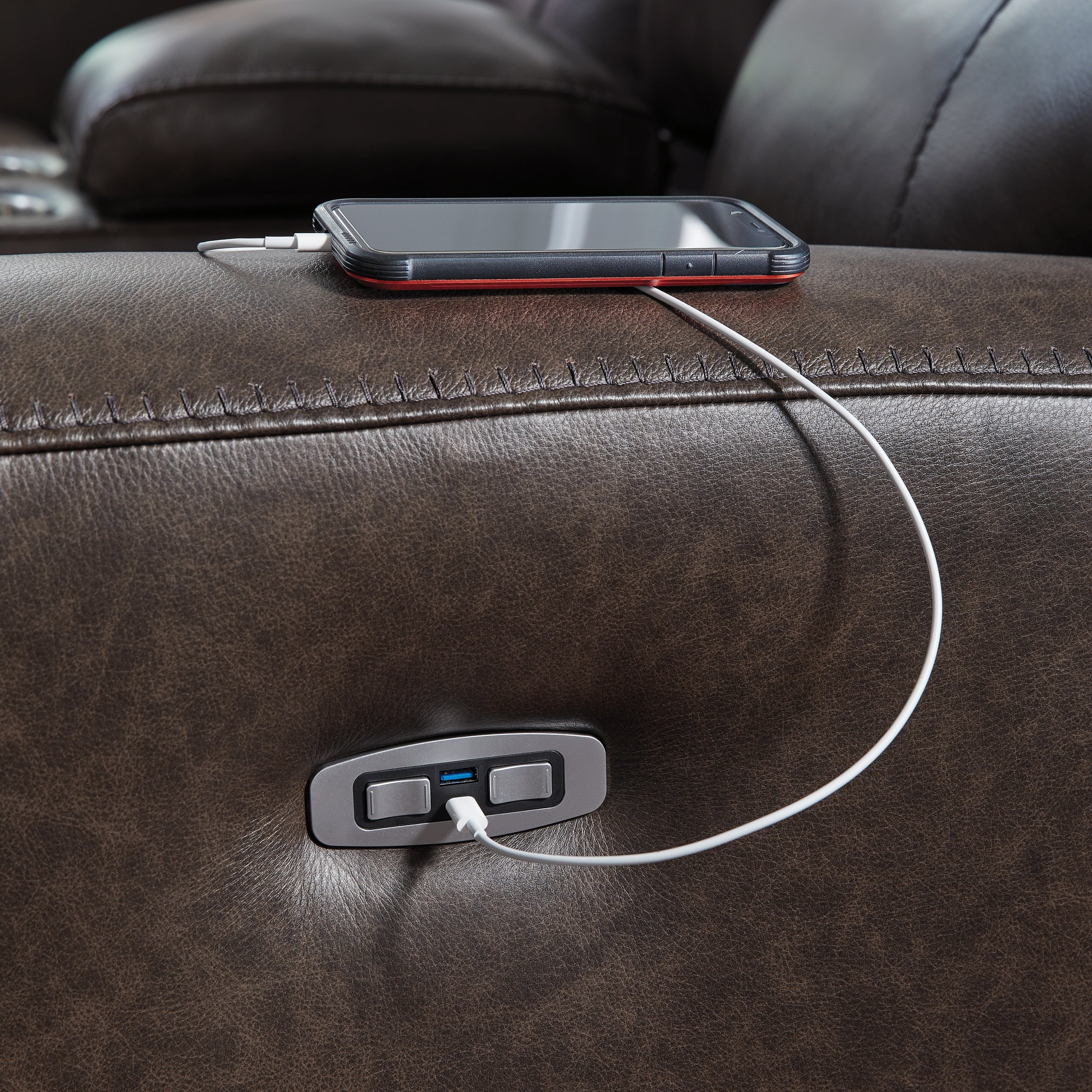 Crossplex Smoke Power Reclining Sofa and Loveseat - Image 9