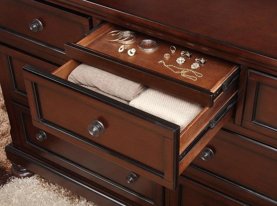 Cumberland Brown Cherry Sleigh Storage Platform Bedroom Set - Image 13