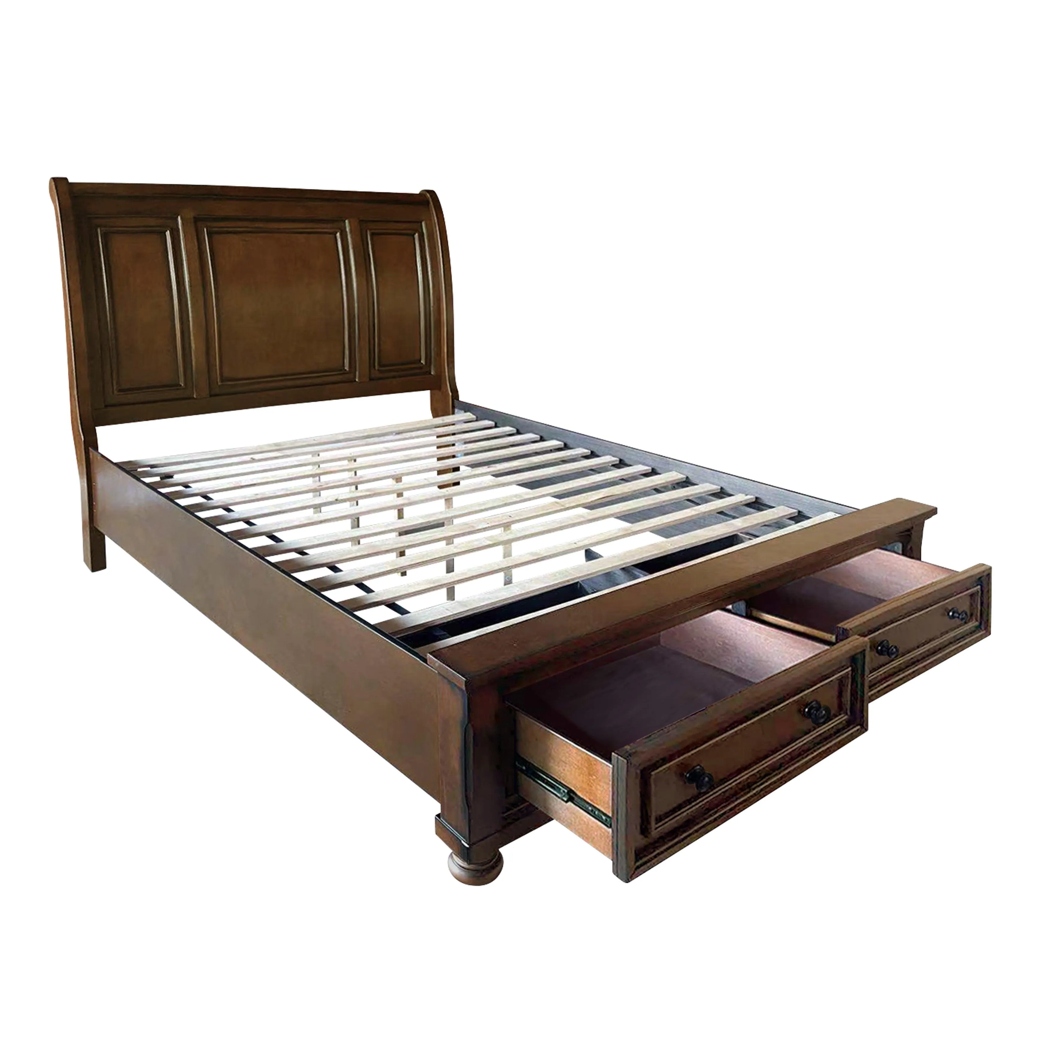 Cumberland Brown Cherry Sleigh Storage Platform Bedroom Set - Image 5