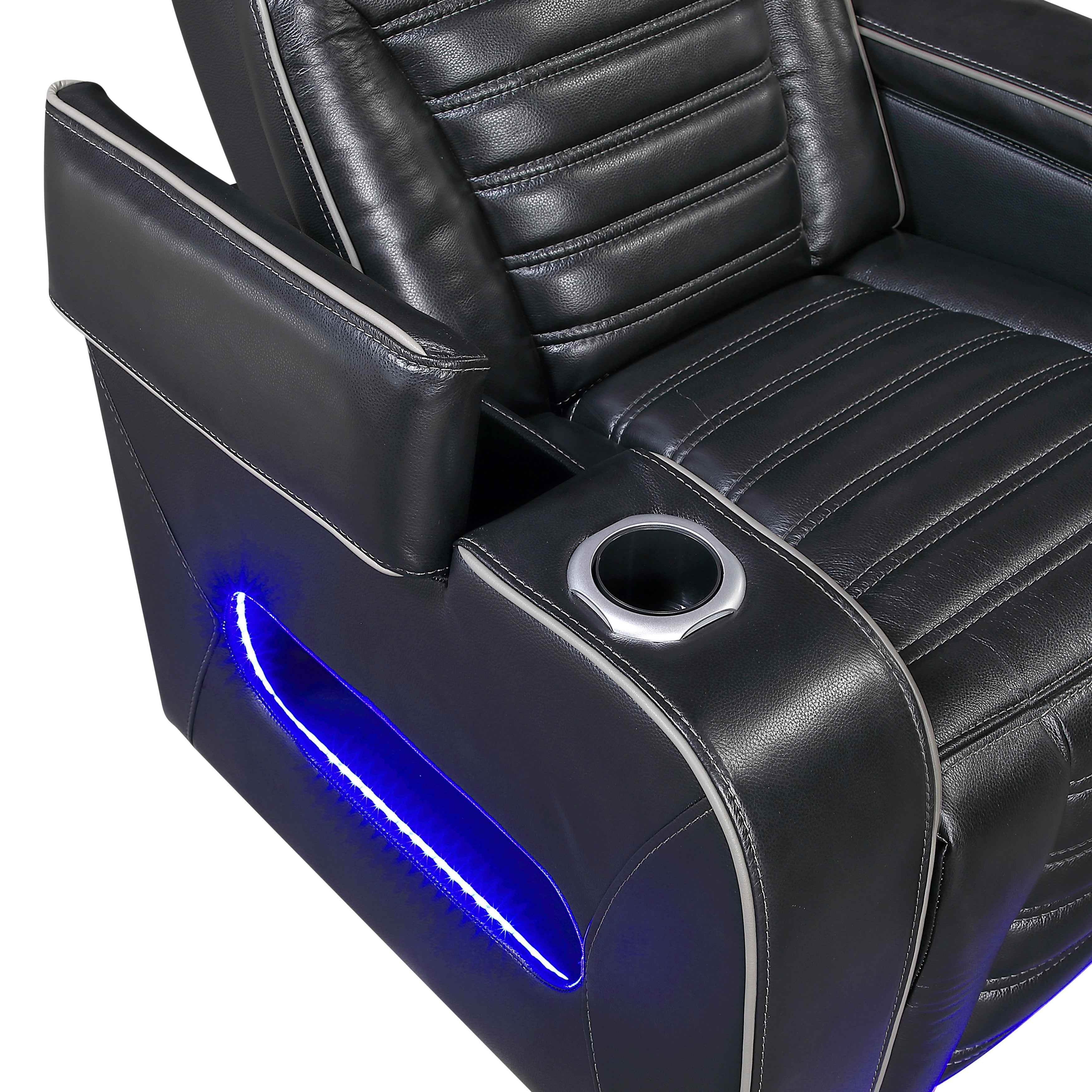 Cyber Black Power Double Reclining Loveseat with Center Console - Image 10