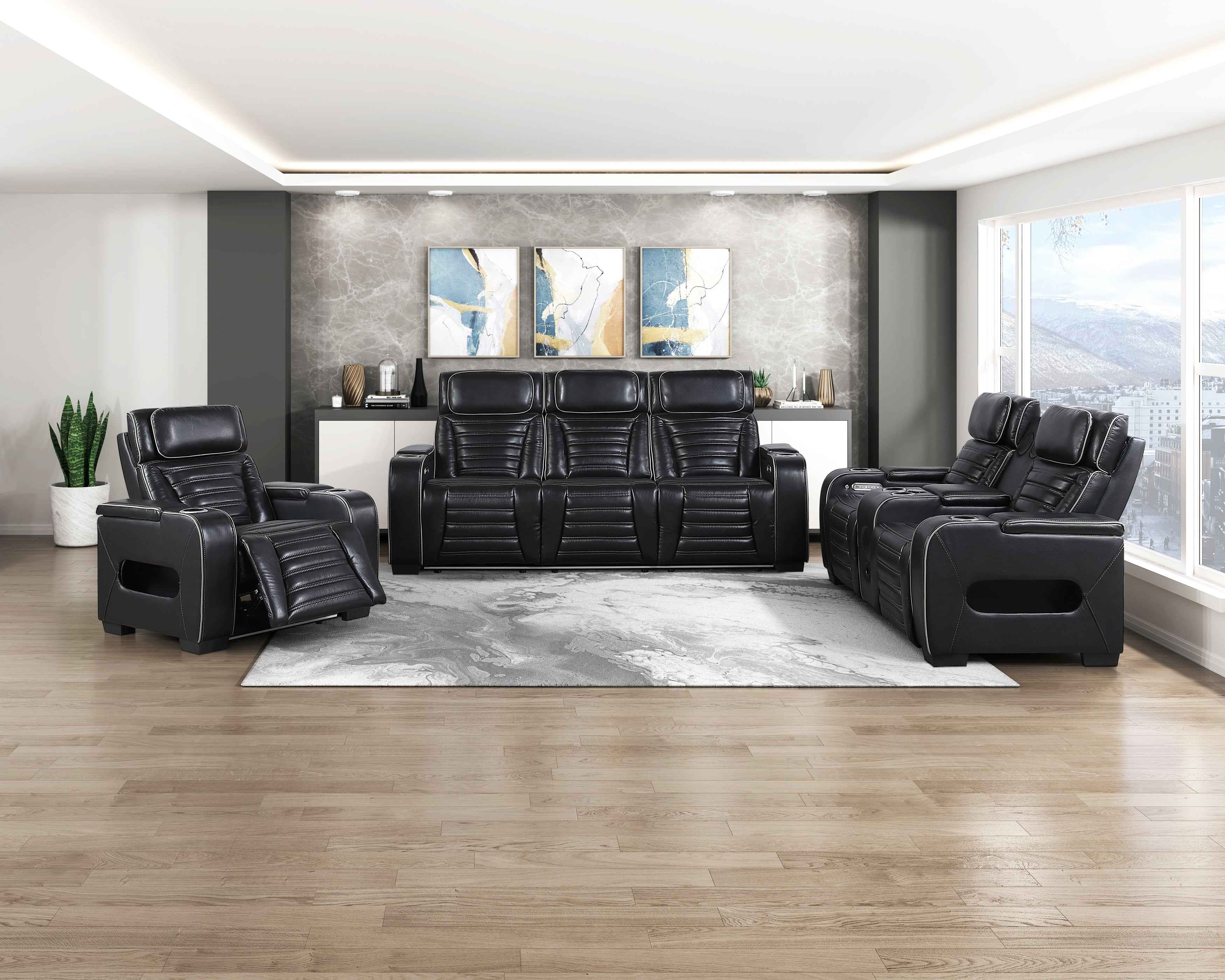 Cyber Black Power Reclining Living Room Set