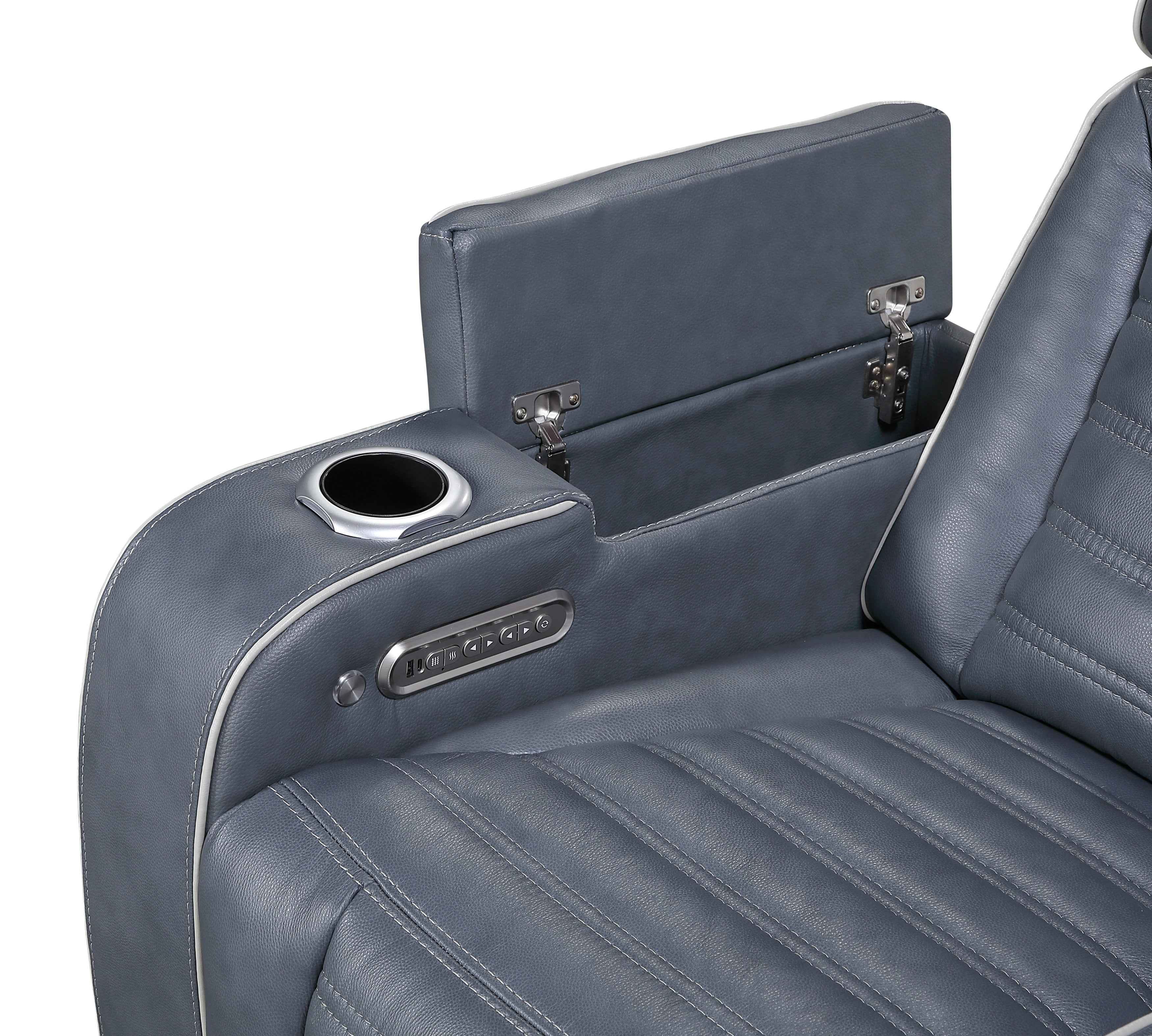 Cyber Blue Power Double Reclining Loveseat with Center Console - Image 10
