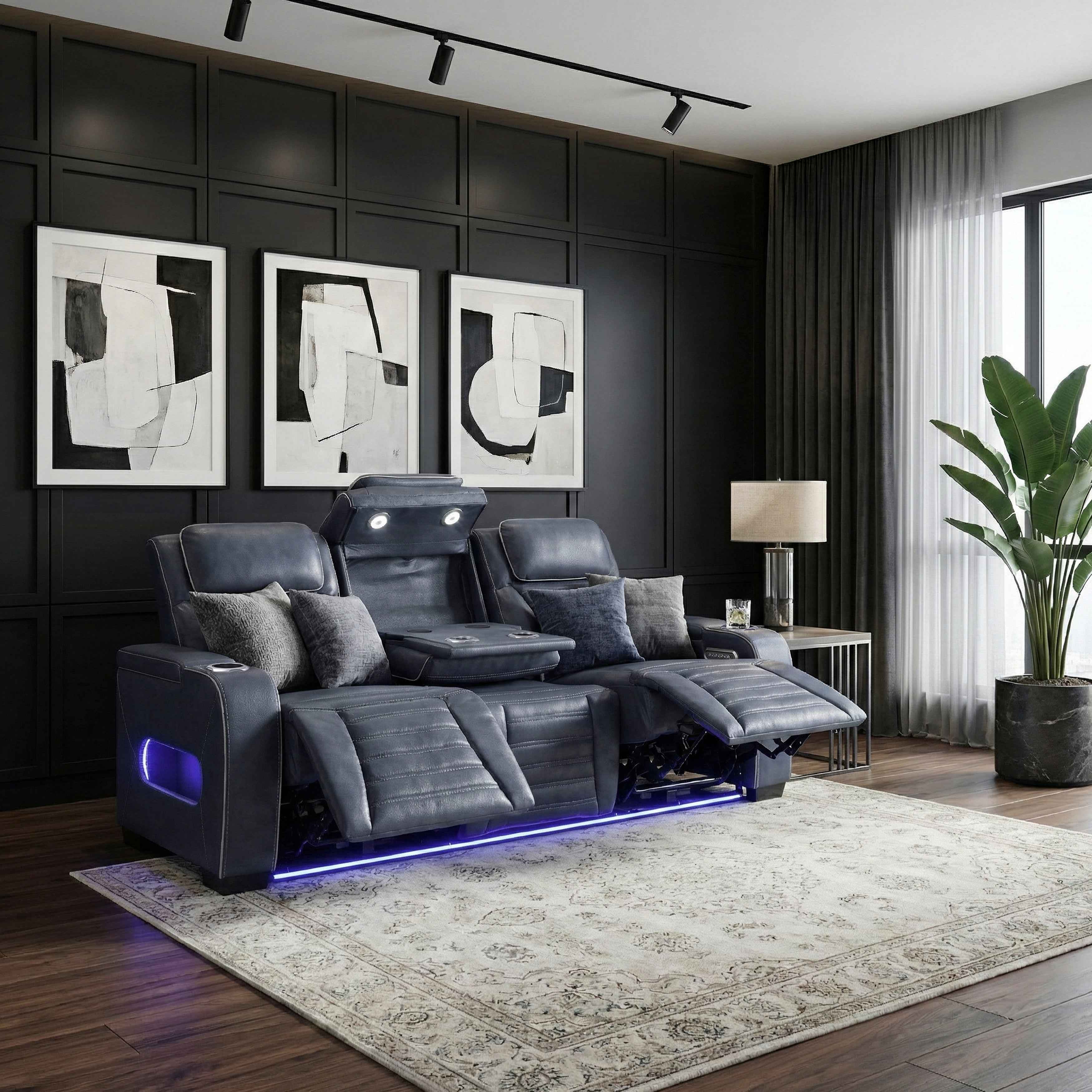 Cyber Blue Power Double Reclining Sofa with Center Drop-Down - Image 21