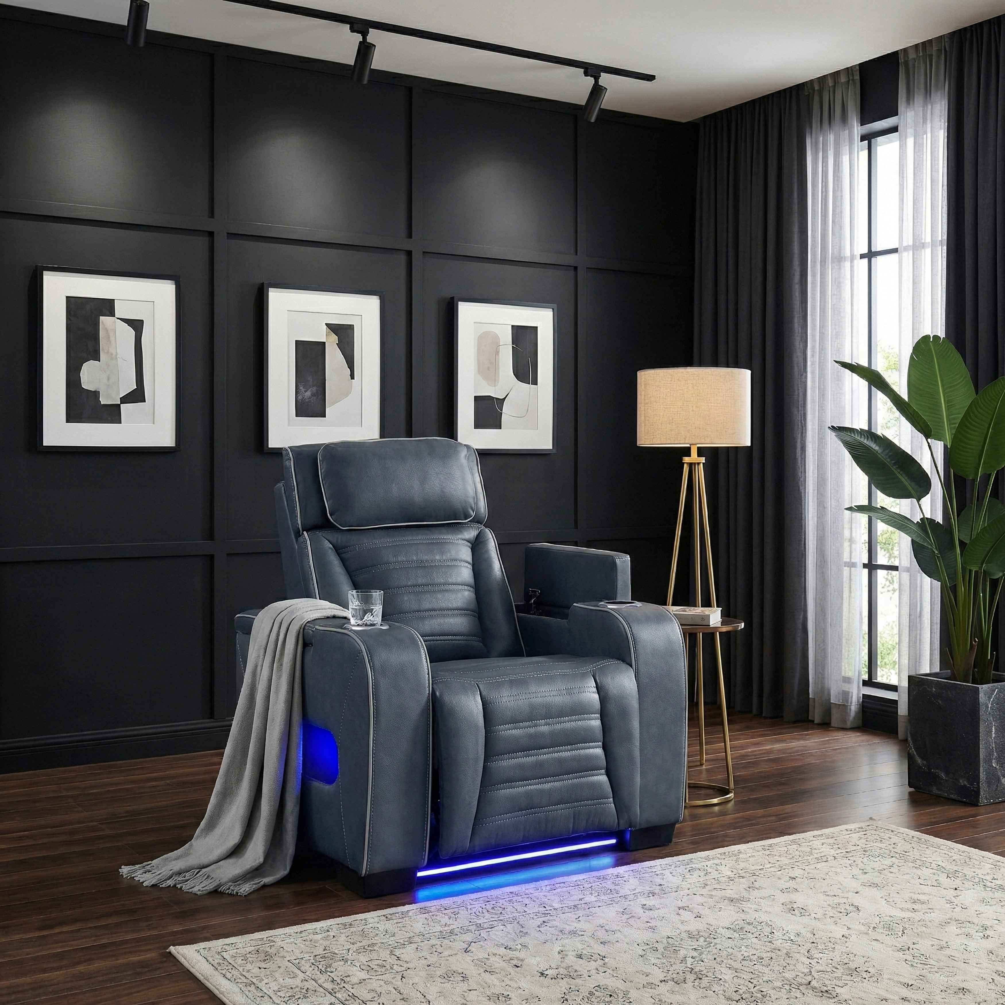 Cyber Blue Power Reclining Chair with Power Headrest - Image 22