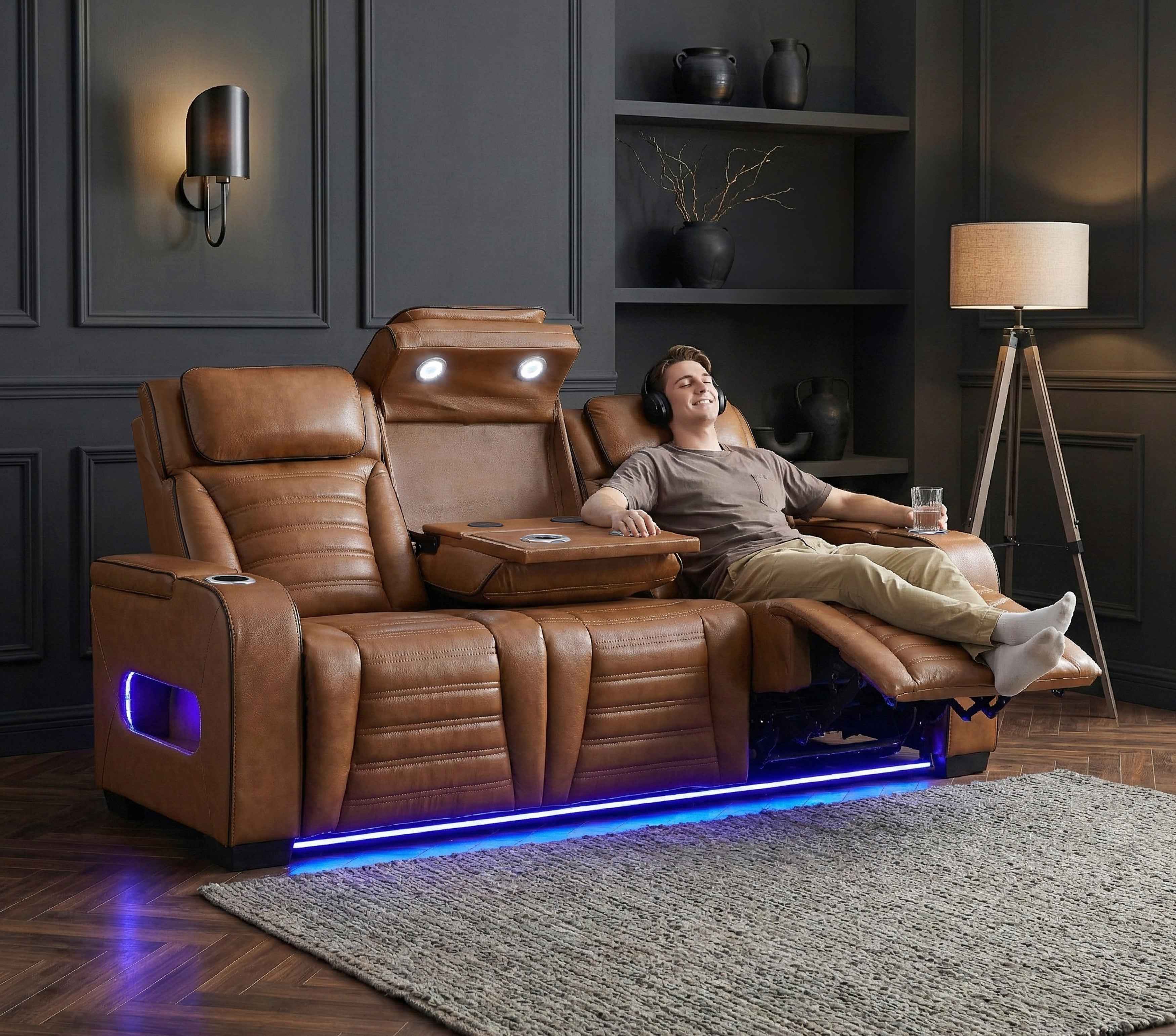 Cyber Brown 3-Piece Power Reclining Living Room Set - Image 30