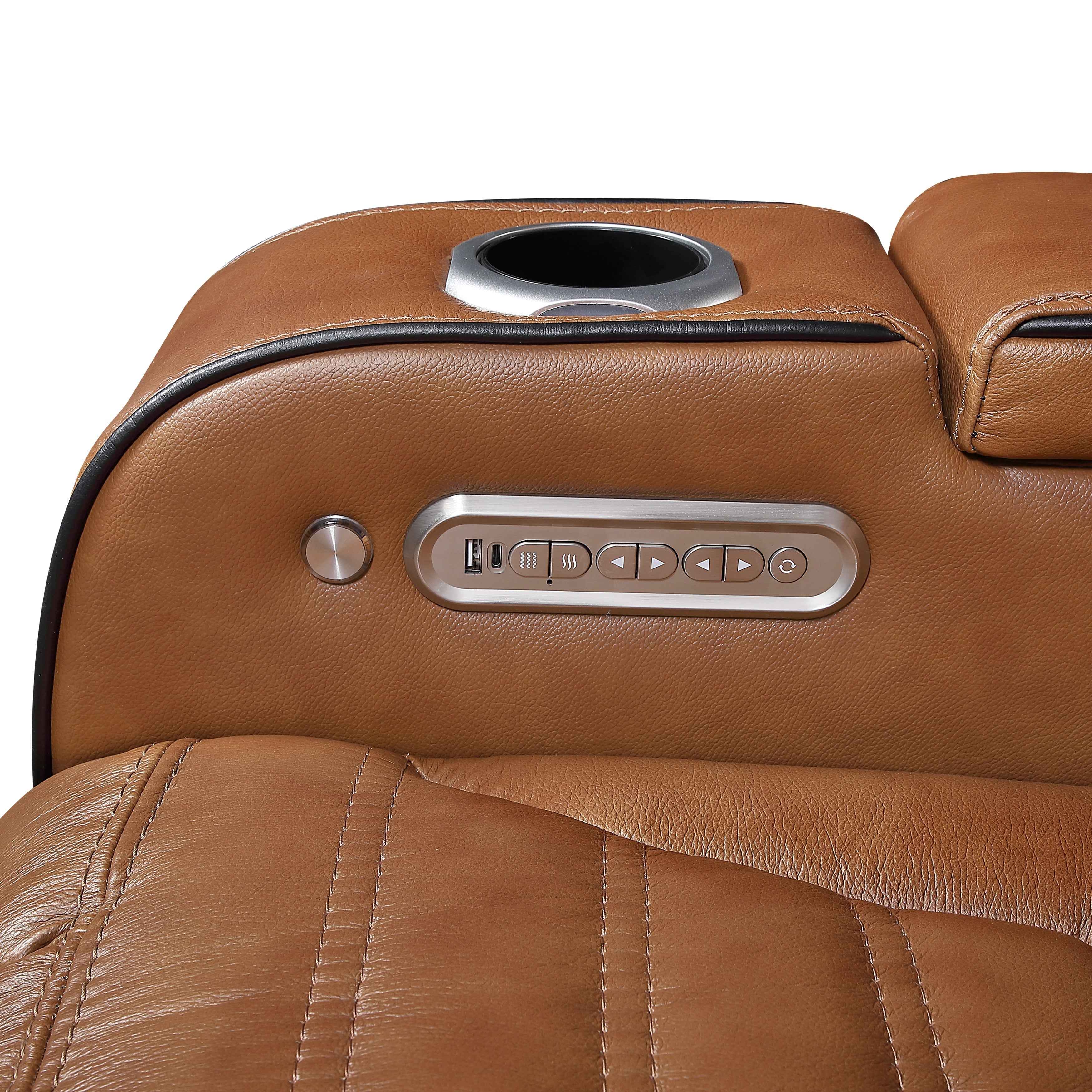 Cyber Brown Power Double Reclining Loveseat with Center Console - Image 8
