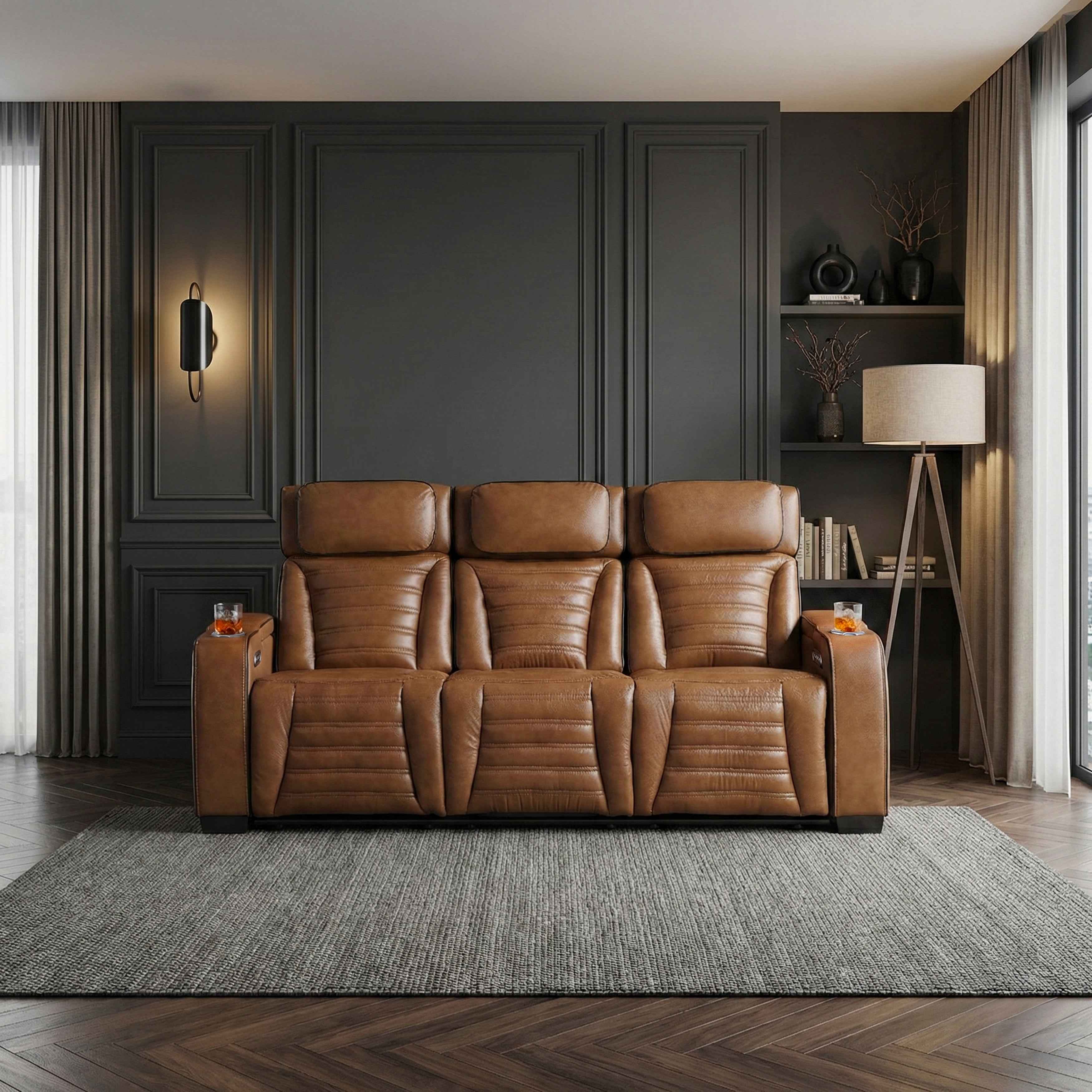 Cyber Brown Power Double Reclining Sofa with Center Console - Image 18