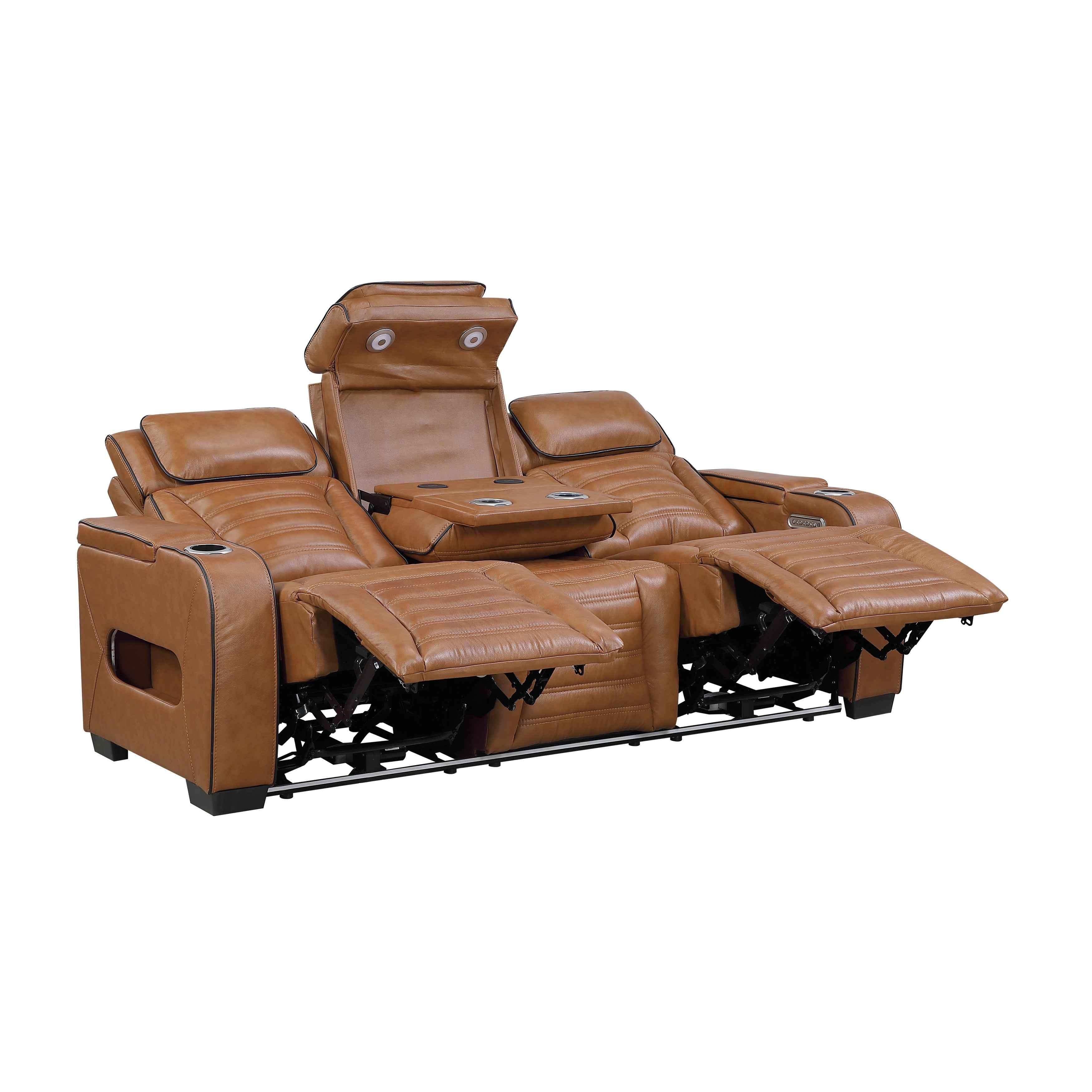 Cyber Brown Power Double Reclining Sofa with Center Console - Image 5