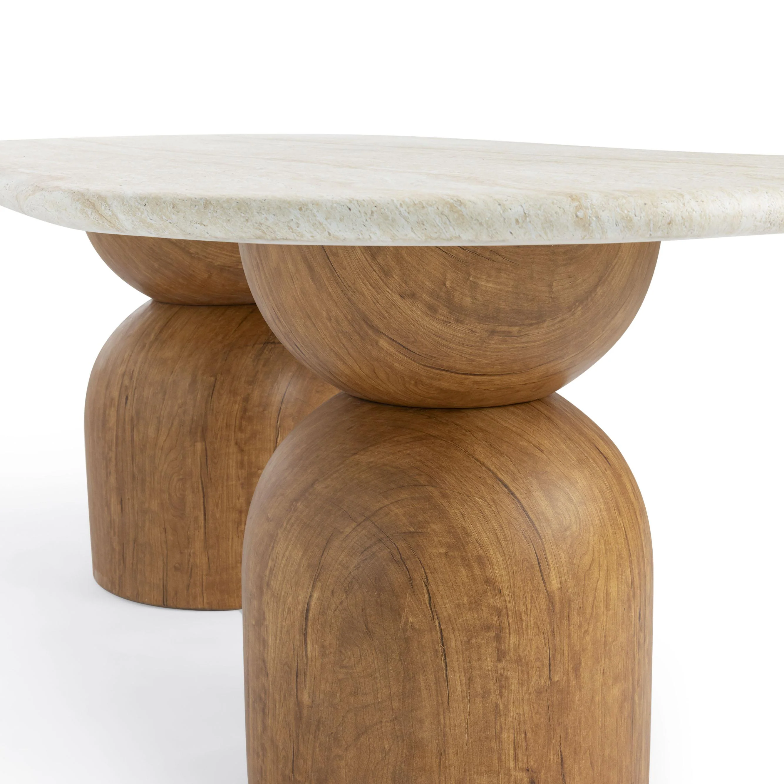 Cynthia Travertine Concrete Indoor / Outdoor 87" Oval Dining Table - Image 4