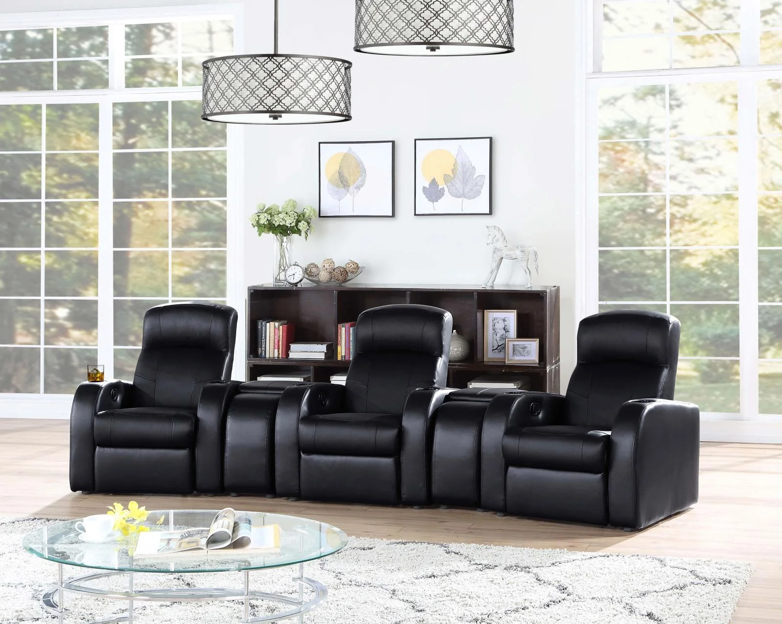 Cyrus Black Home Theater Upholstered Recliner - Image 9
