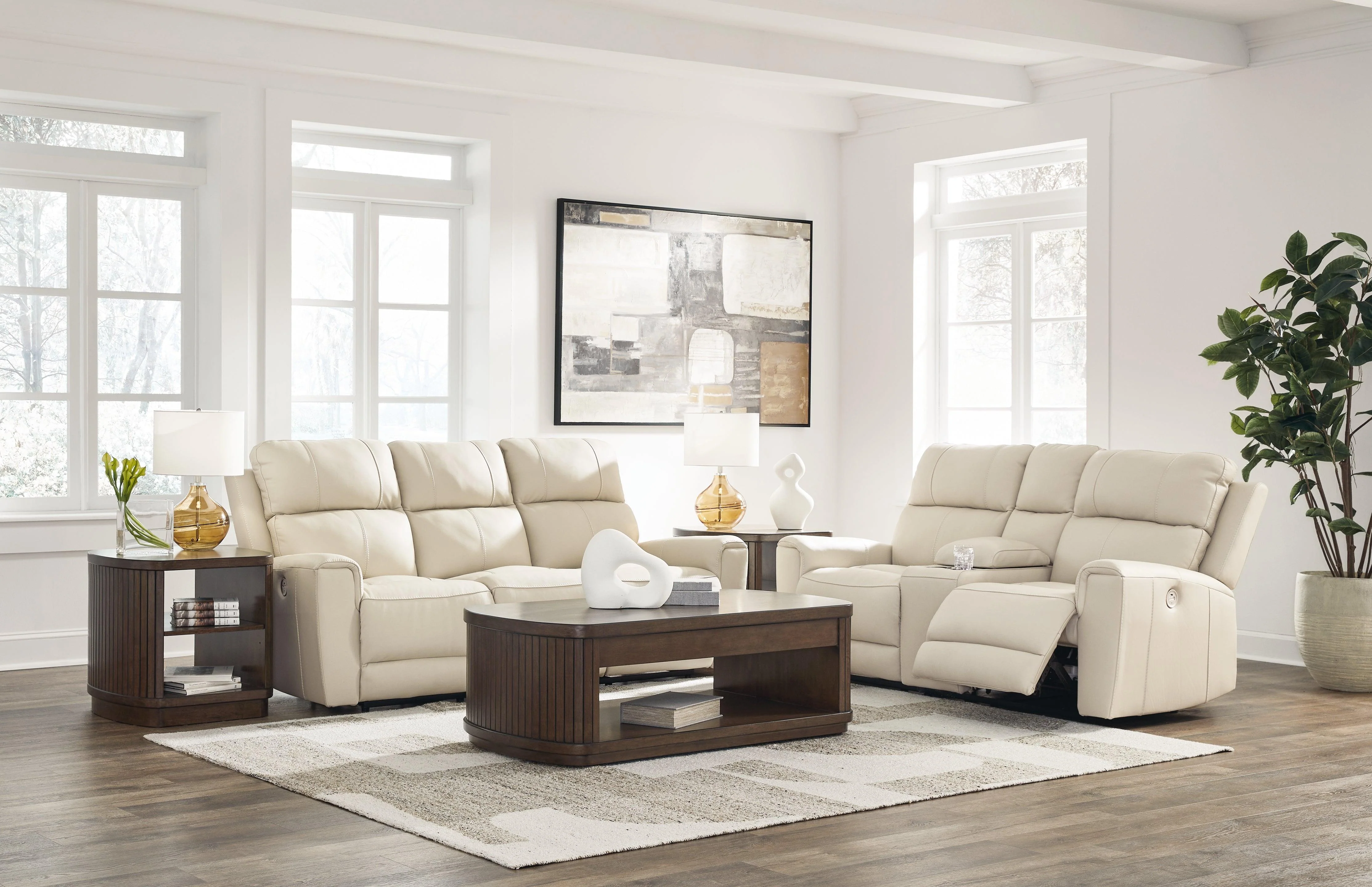 Dahlmoore Almond Power Reclining Sofa and Loveseat