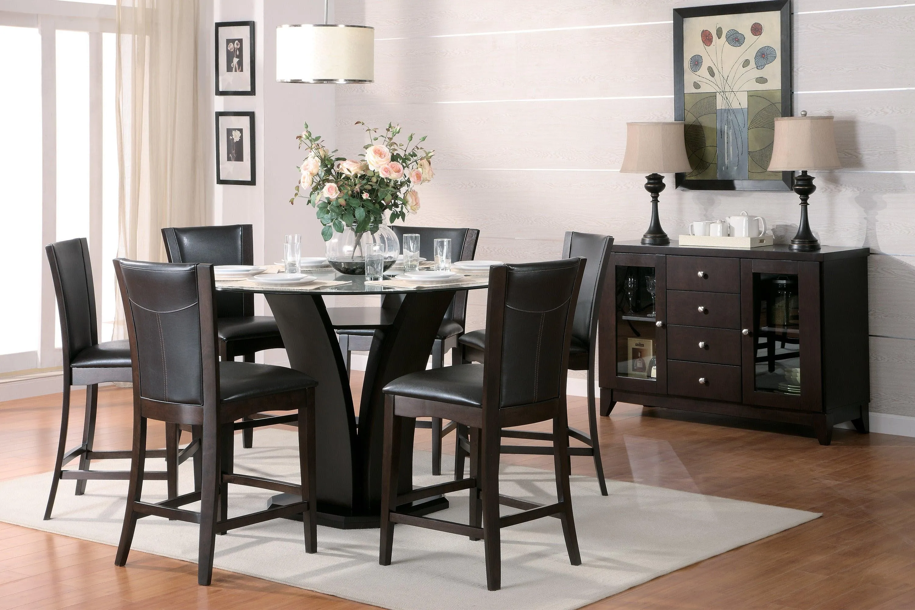 Daisy Dark Brown Glass-Top 54" Round Counter Height Table - Image 2