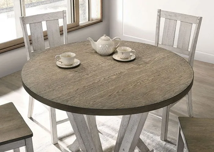 Dakota Antique White/Ash Brown 5-Piece Counter Height Table Set - Image 2