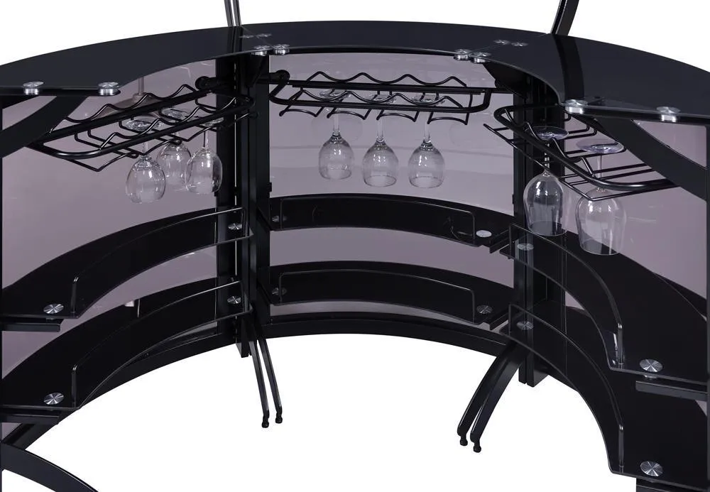 Dallas Smoked/Black 3-Bottle Wine Rack Bar Unit - Image 4