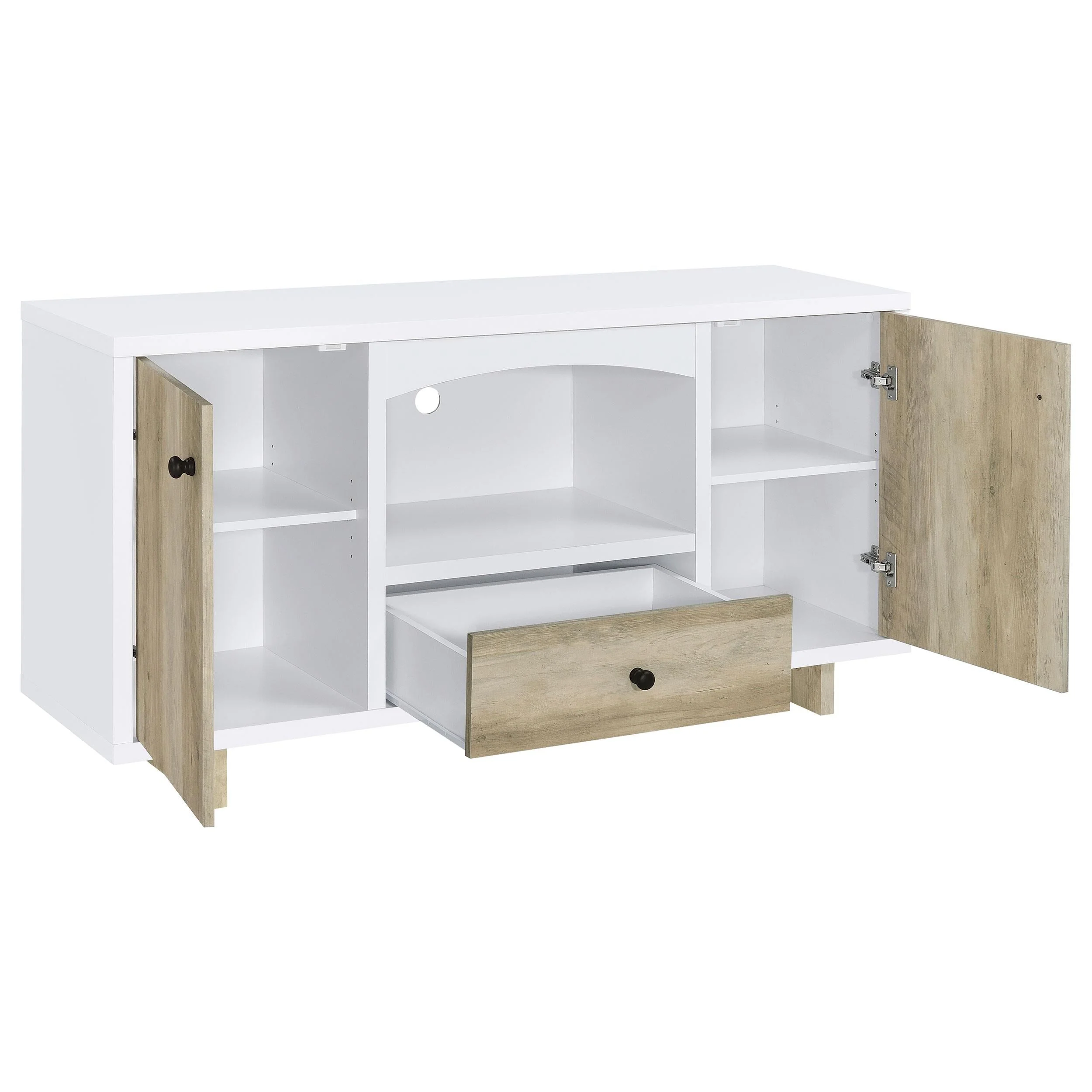 Dalton White and Distressed Pine 2-Door Storage Credenza - Image 5