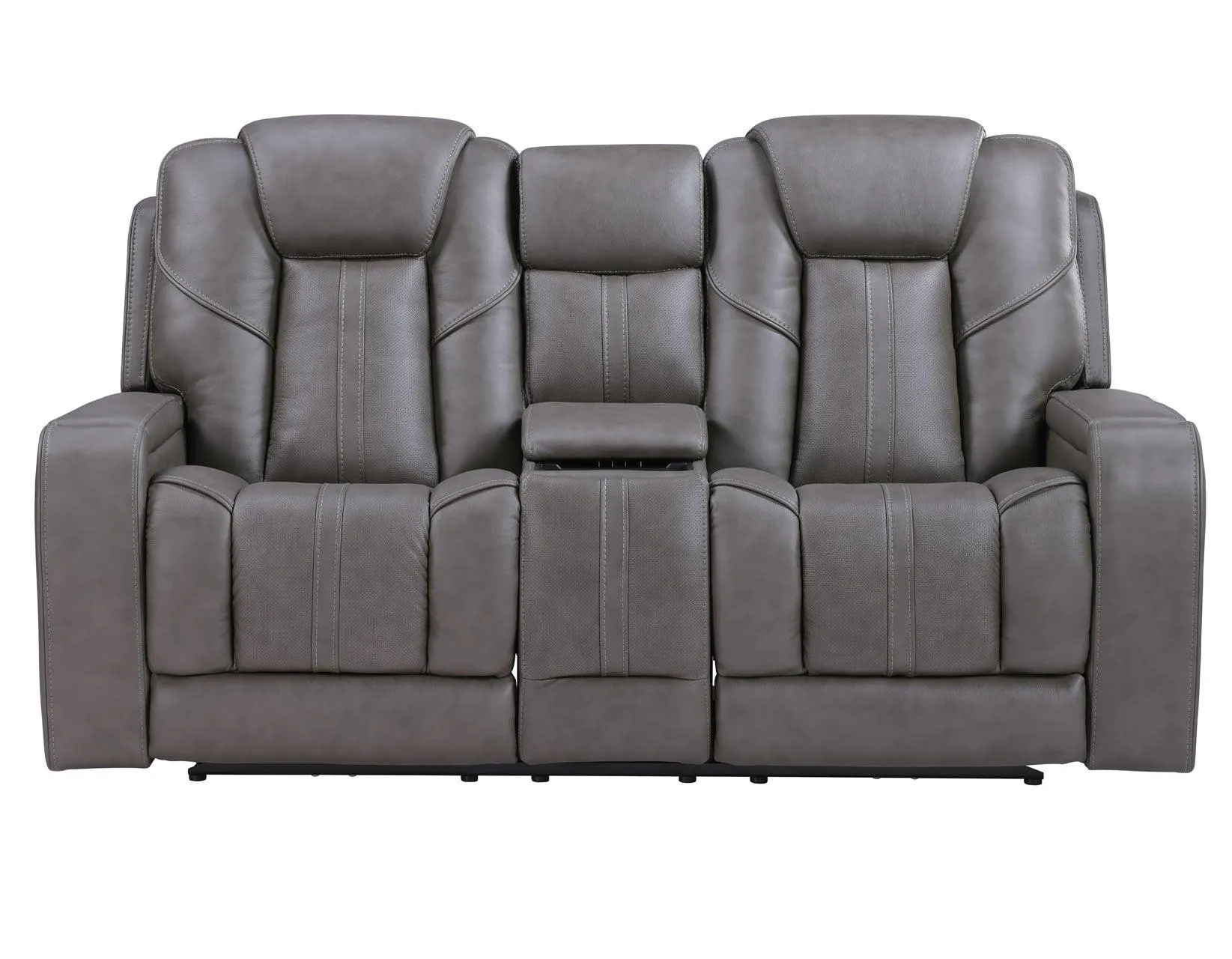 Daniel Triple Power Home Theater Leather Reclining Console Loveseat, Built-in Speakers, Heat and Massage - Image 5