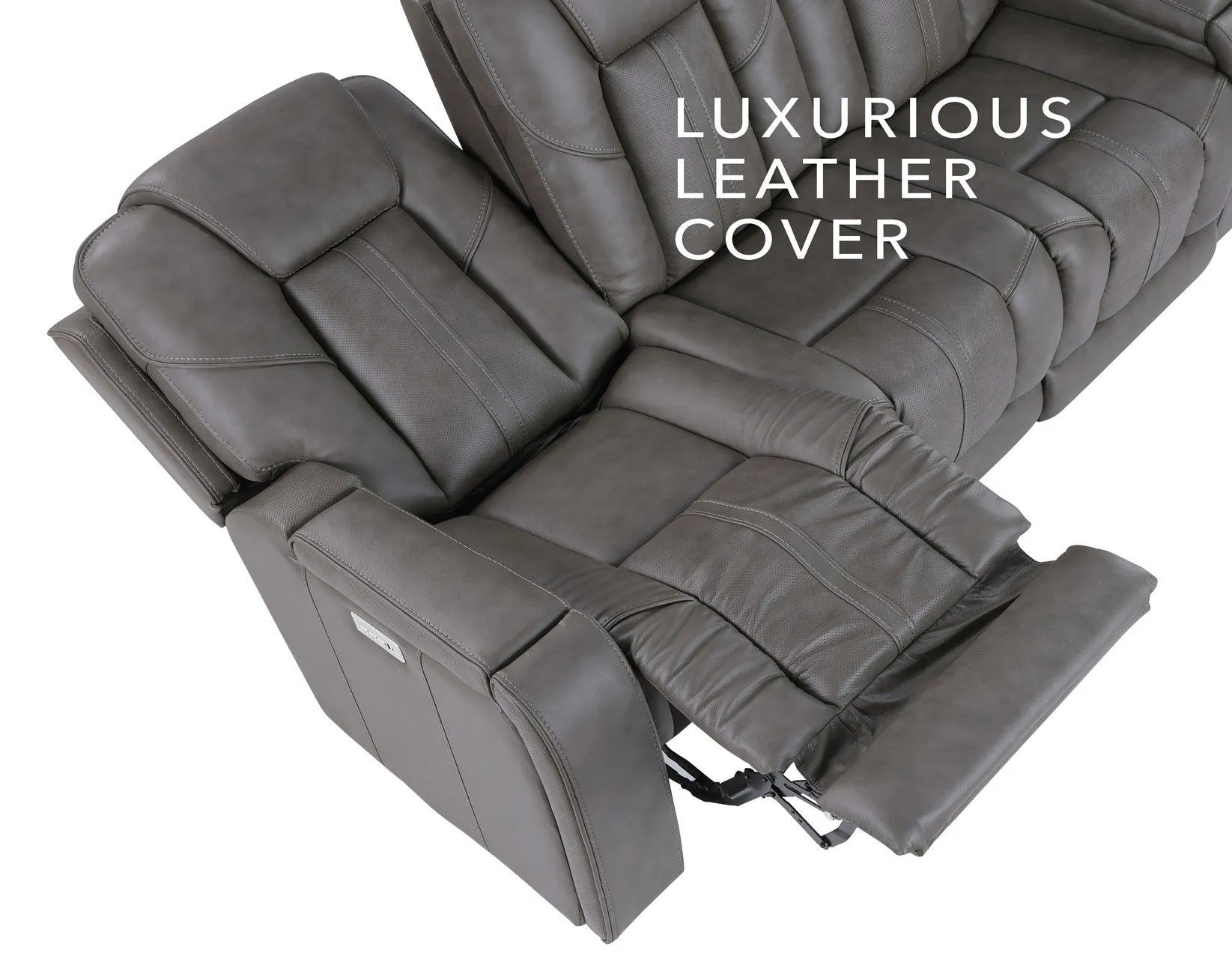 Daniel Triple Power Home Theater Leather Reclining Console Loveseat, Built-in Speakers, Heat and Massage - Image 7