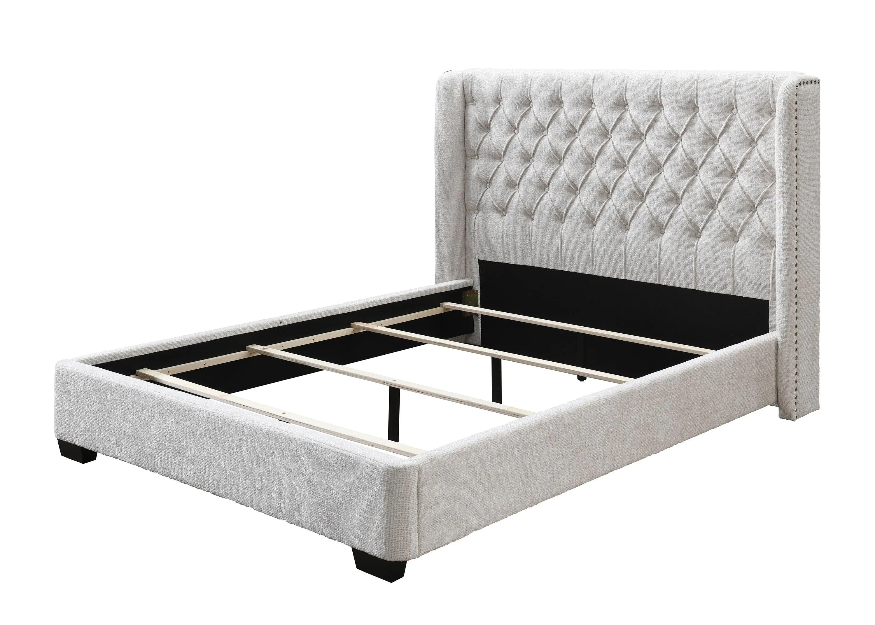Daphne Ivory Boucle King Upholstered Panel Bed - Image 3