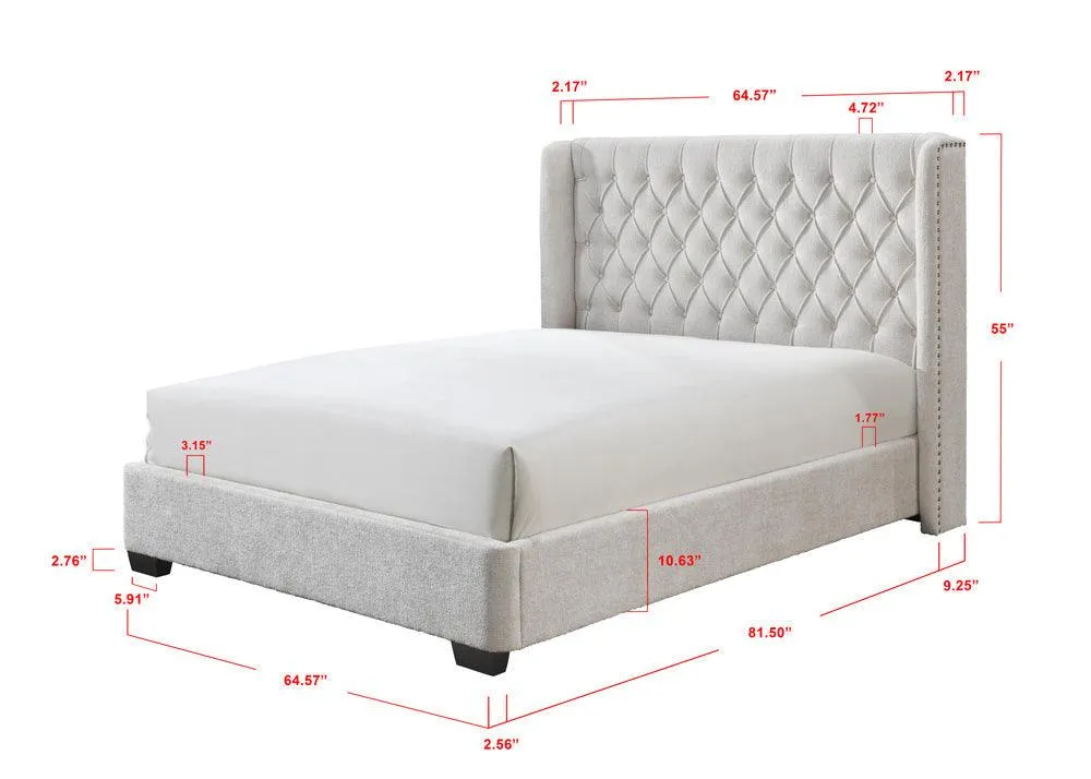 Daphne Ivory Boucle Queen Upholstered Panel Bed - Image 5