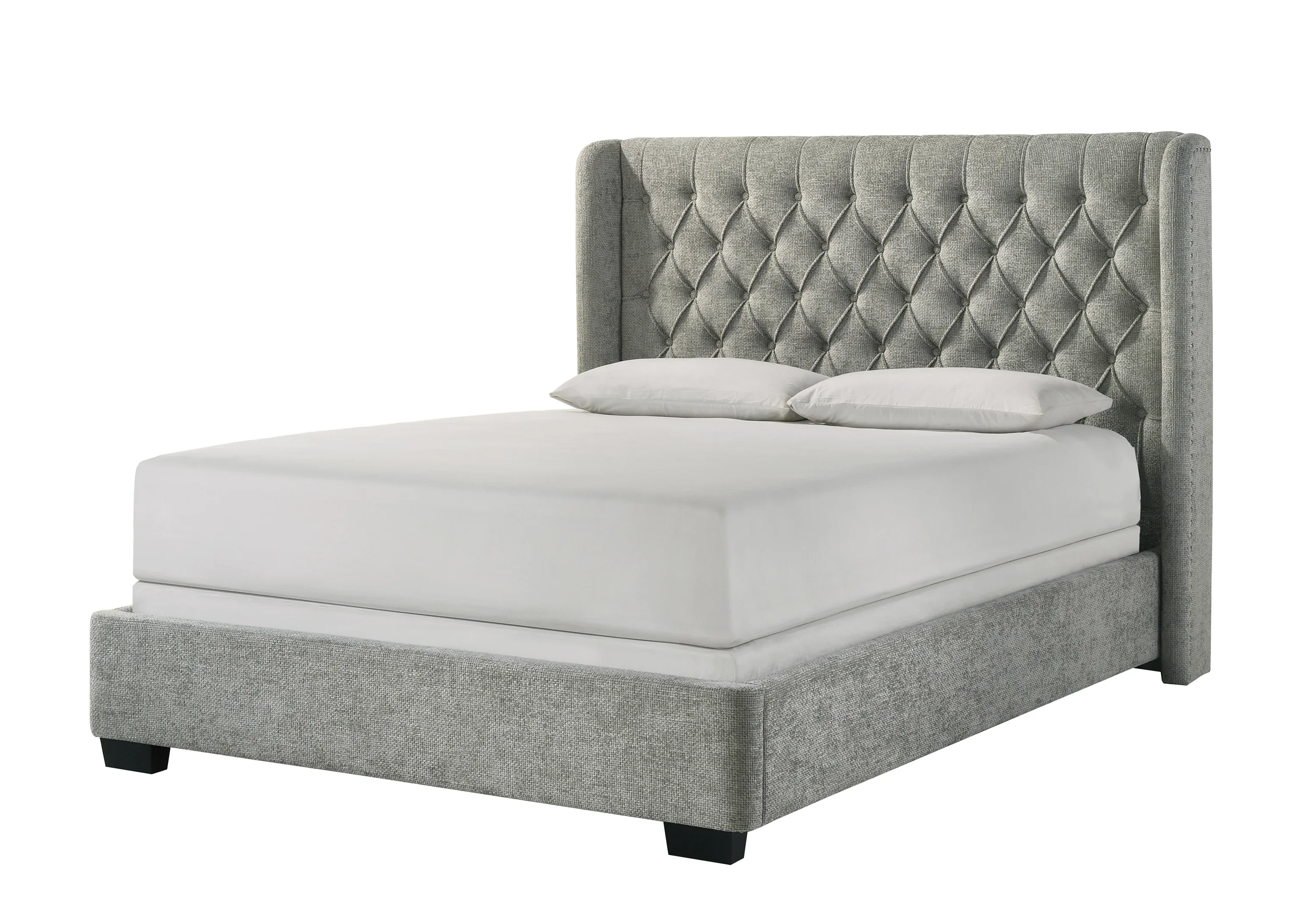 Daphne Light Gray Upholstered Queen Bed