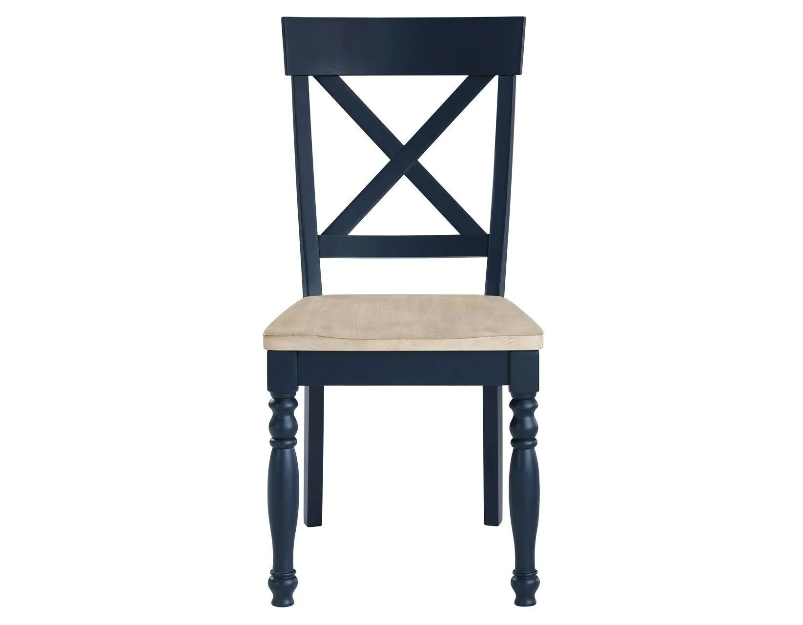 Darcy Solid Wood Side Chair, Midnight Blue and Natural Finish - Image 2