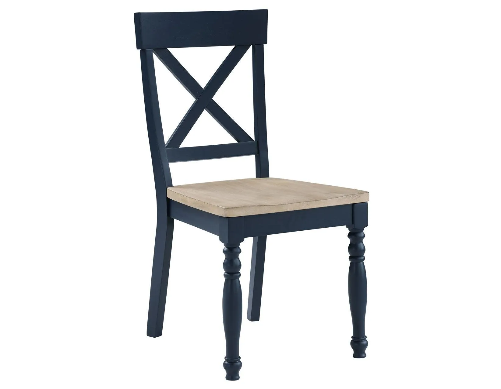 Darcy Solid Wood Side Chair, Midnight Blue and Natural Finish - Image 3