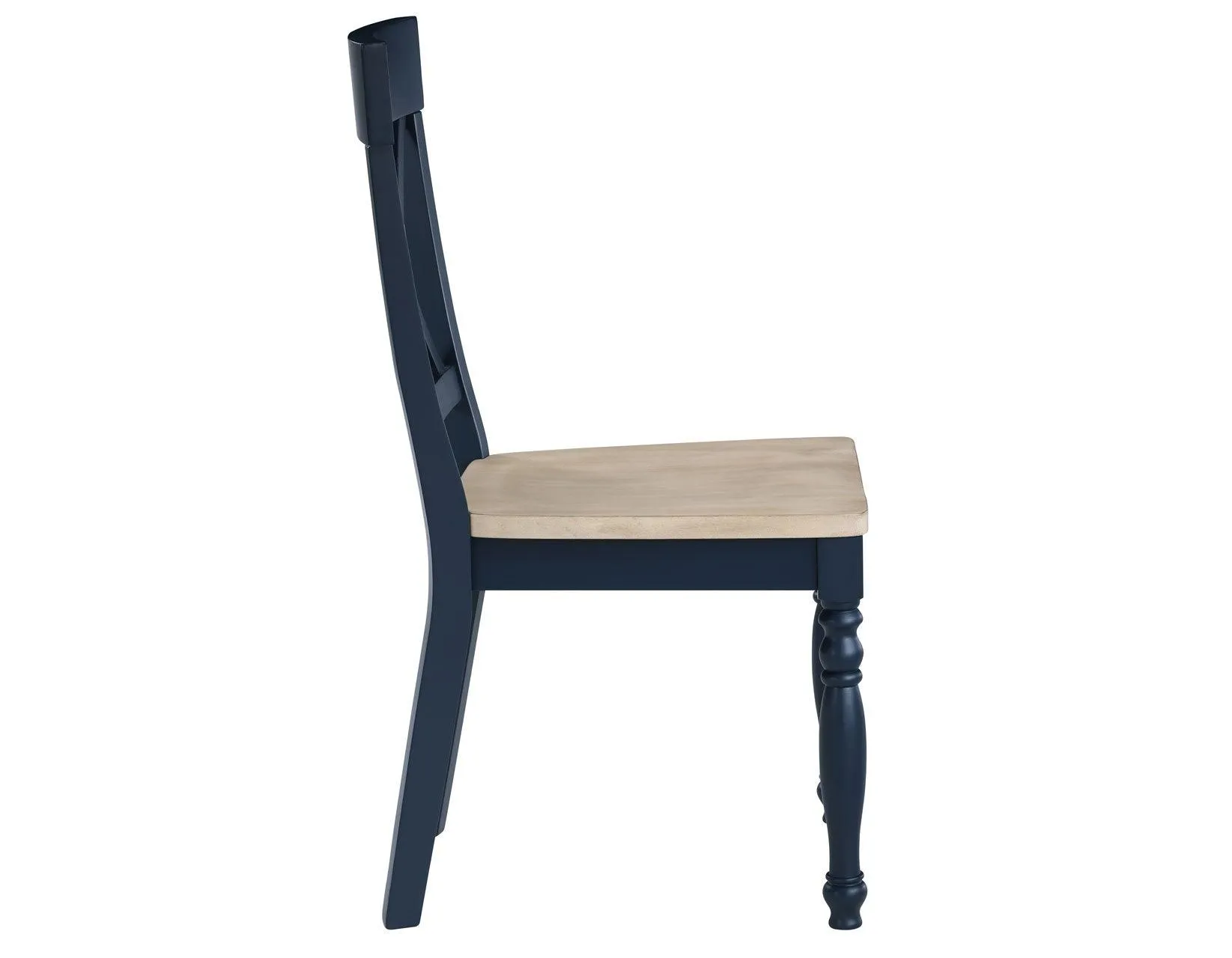 Darcy Solid Wood Side Chair, Midnight Blue and Natural Finish - Image 4