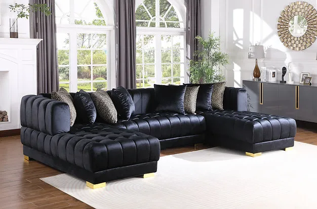 Dasha Black Double Chaise Sectional - Image 2