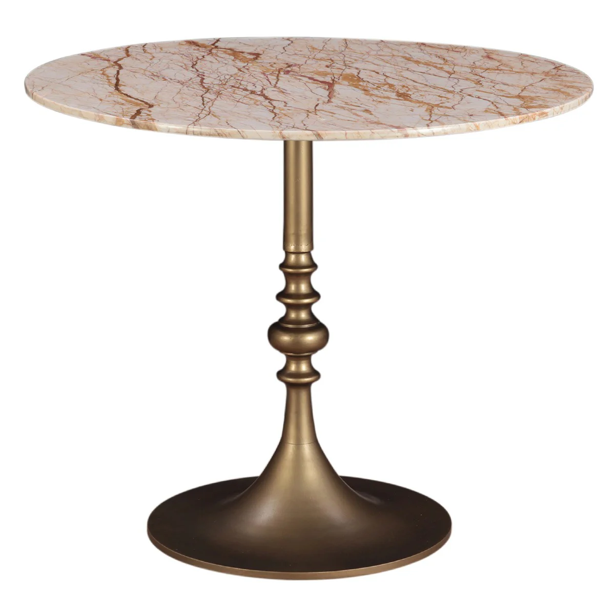 Dauphine 36" Bistro Table in Retro Impulse Marble and Antique Gold Base - Image 4