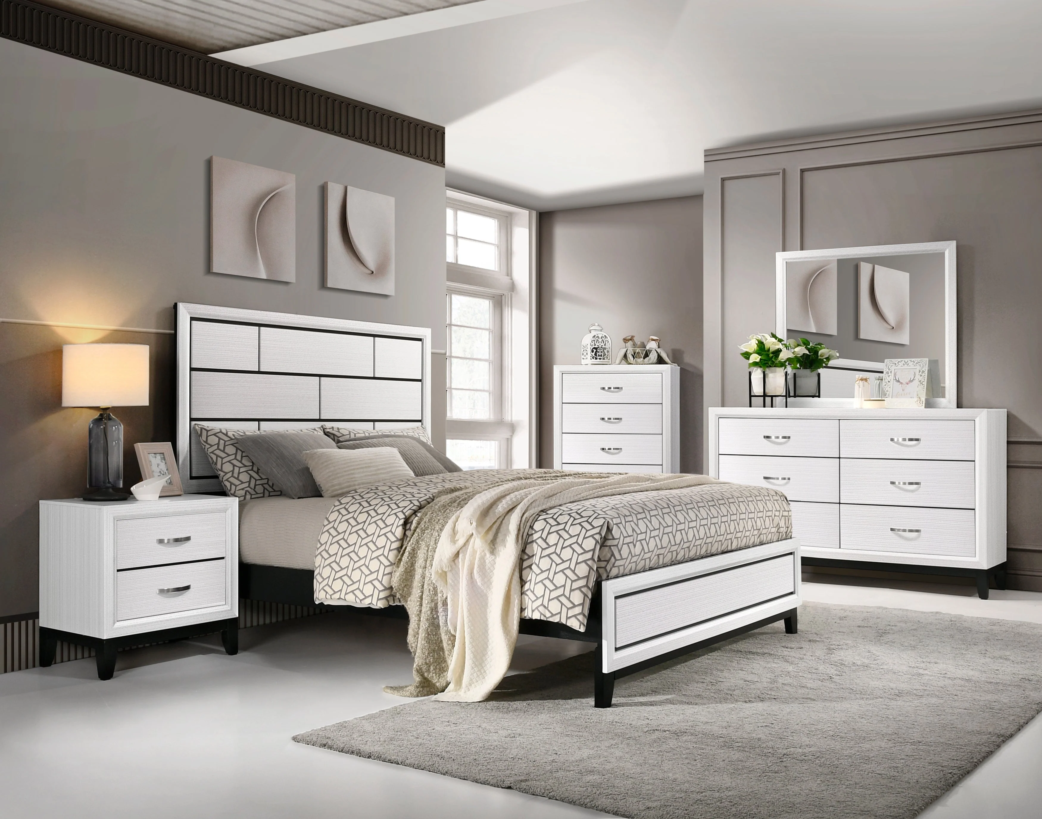 Davi White Queen Panel Bed - Image 4
