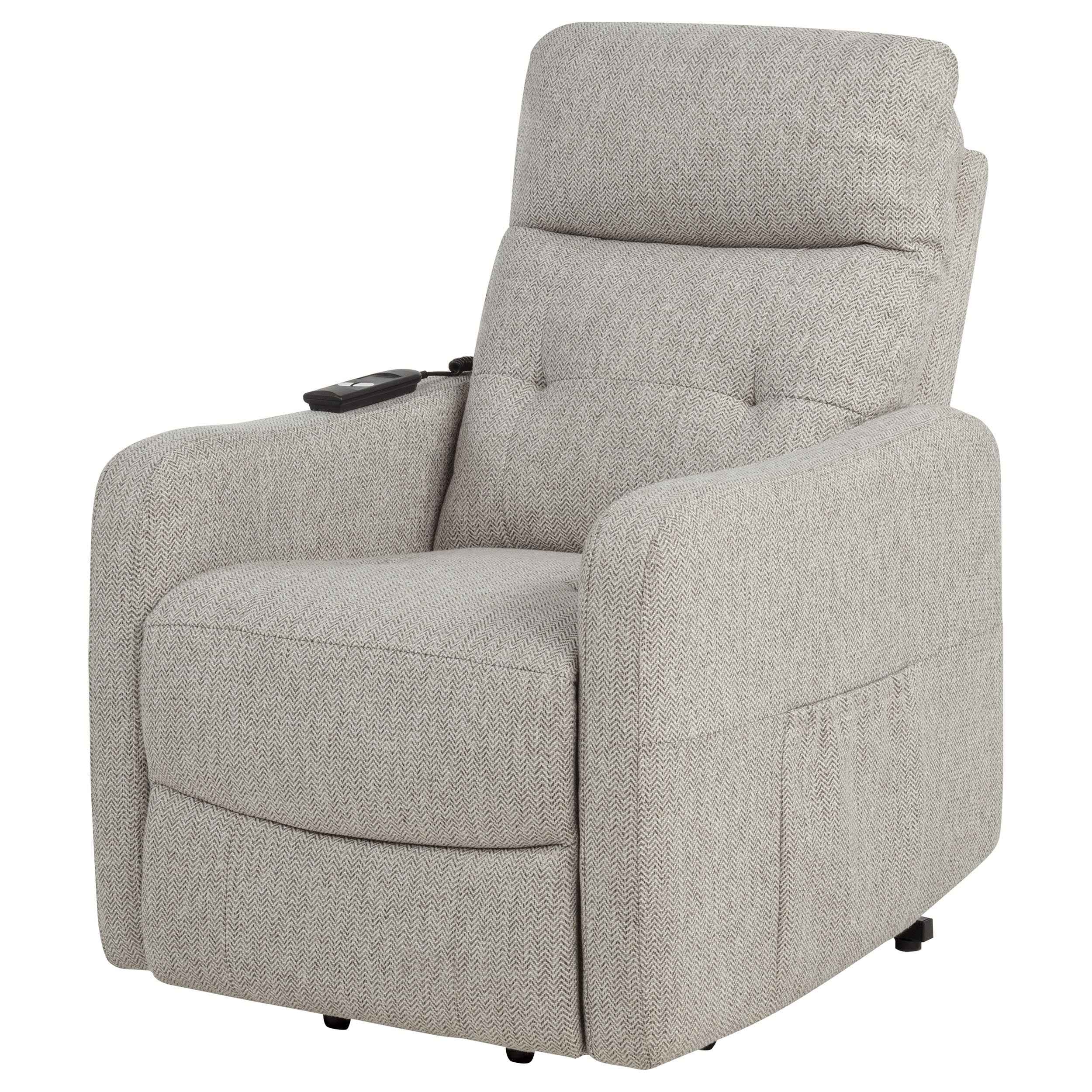 Dayes Taupe Upholstered Power Lift Recliner Chair - Image 9