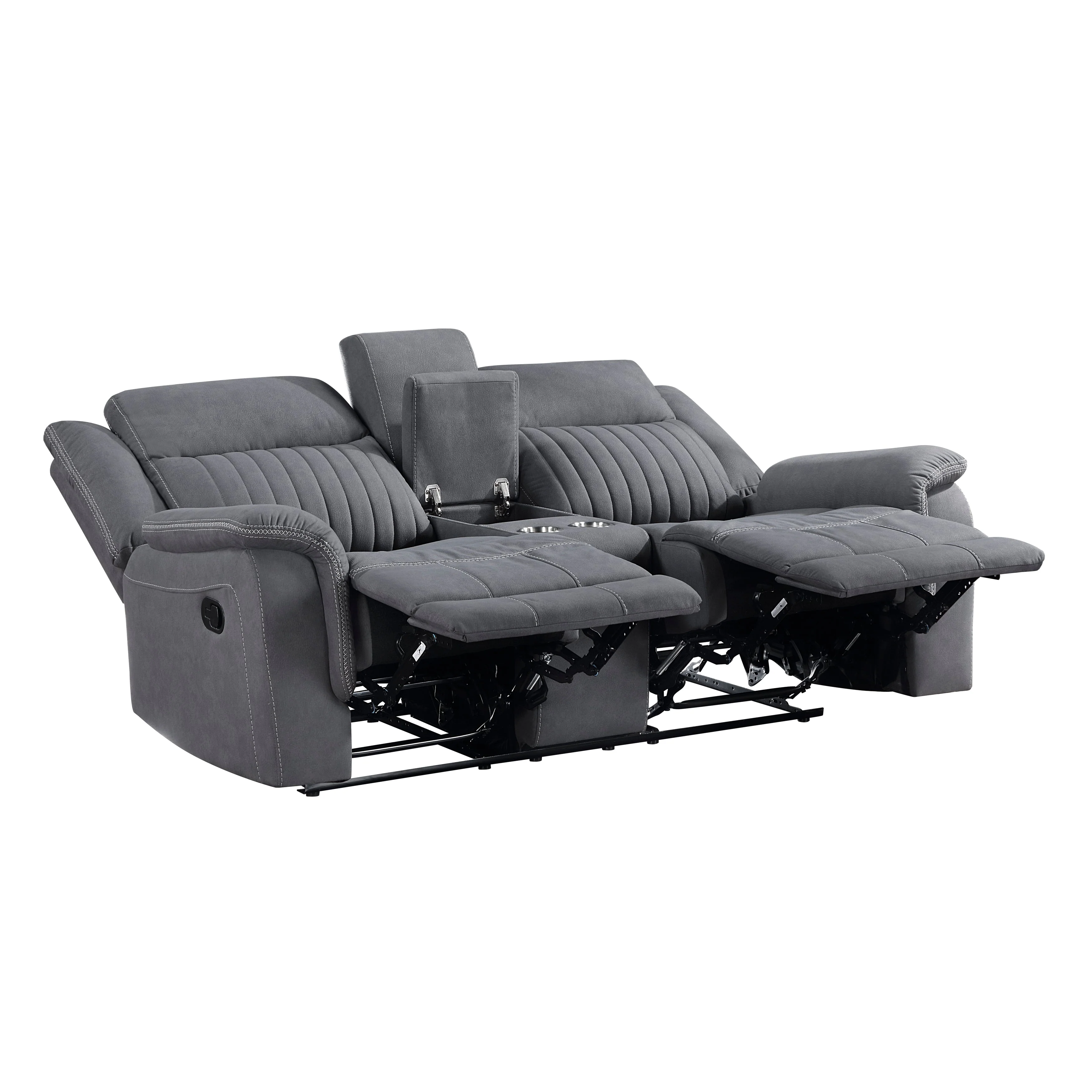 Dean Gray Double Reclining Loveseat with Center Console - Image 5