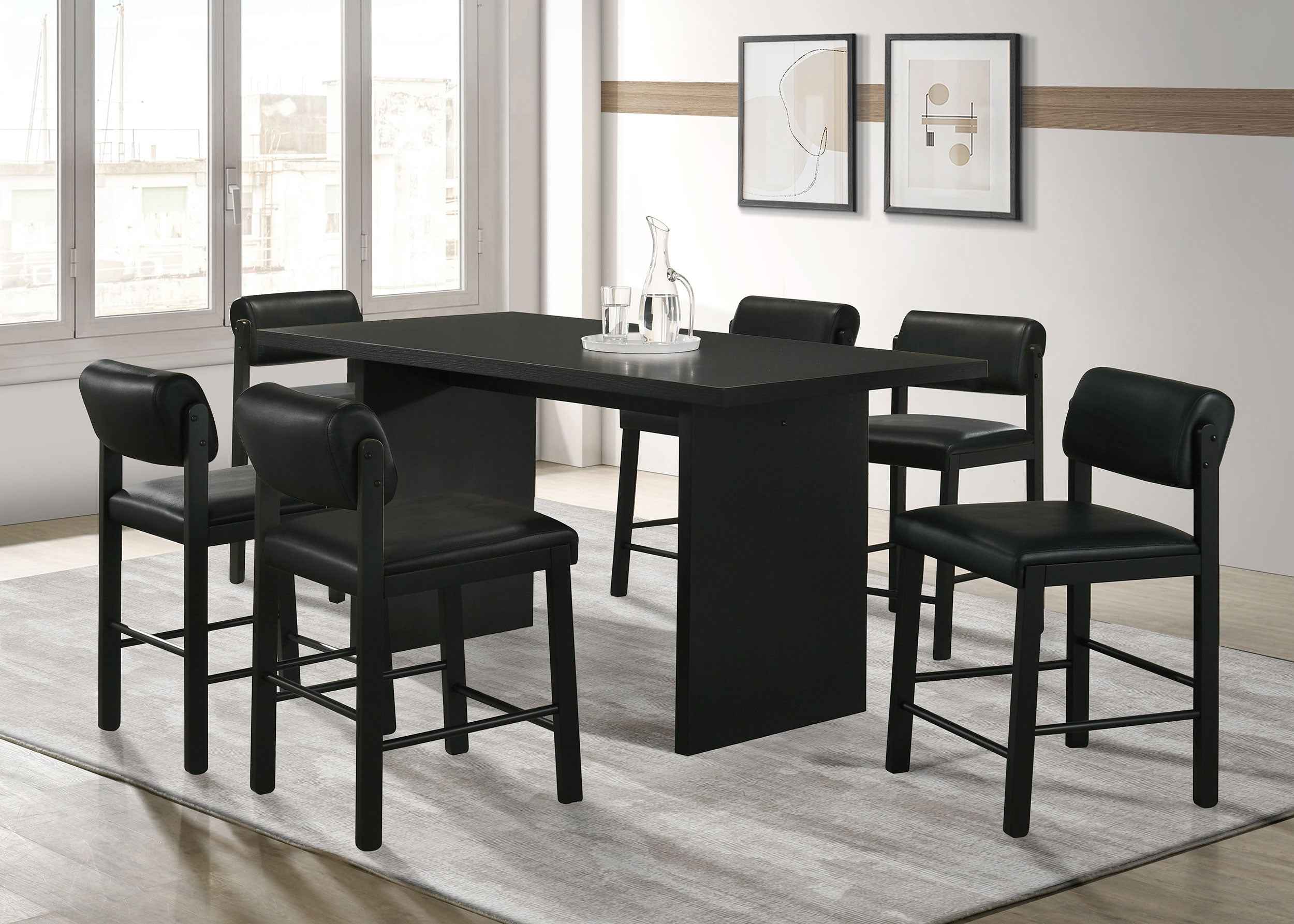Decker Black 7-piece 70-inch Rectangular Counter Height Dining Set