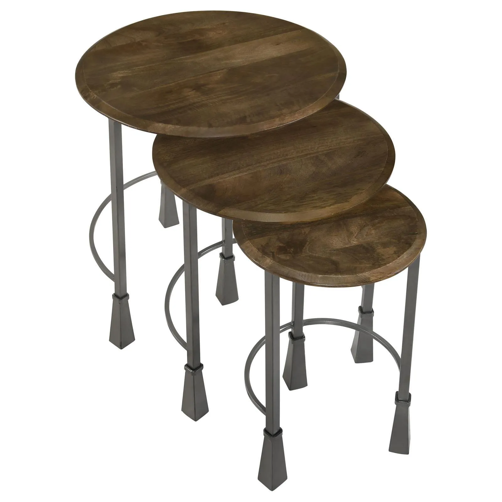 Deja Natural and Gunmetal 3-Piece Round Nesting Table - Image 2