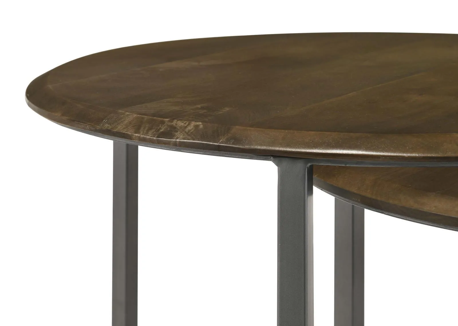Deja Natural and Gunmetal 3-Piece Round Nesting Table - Image 7