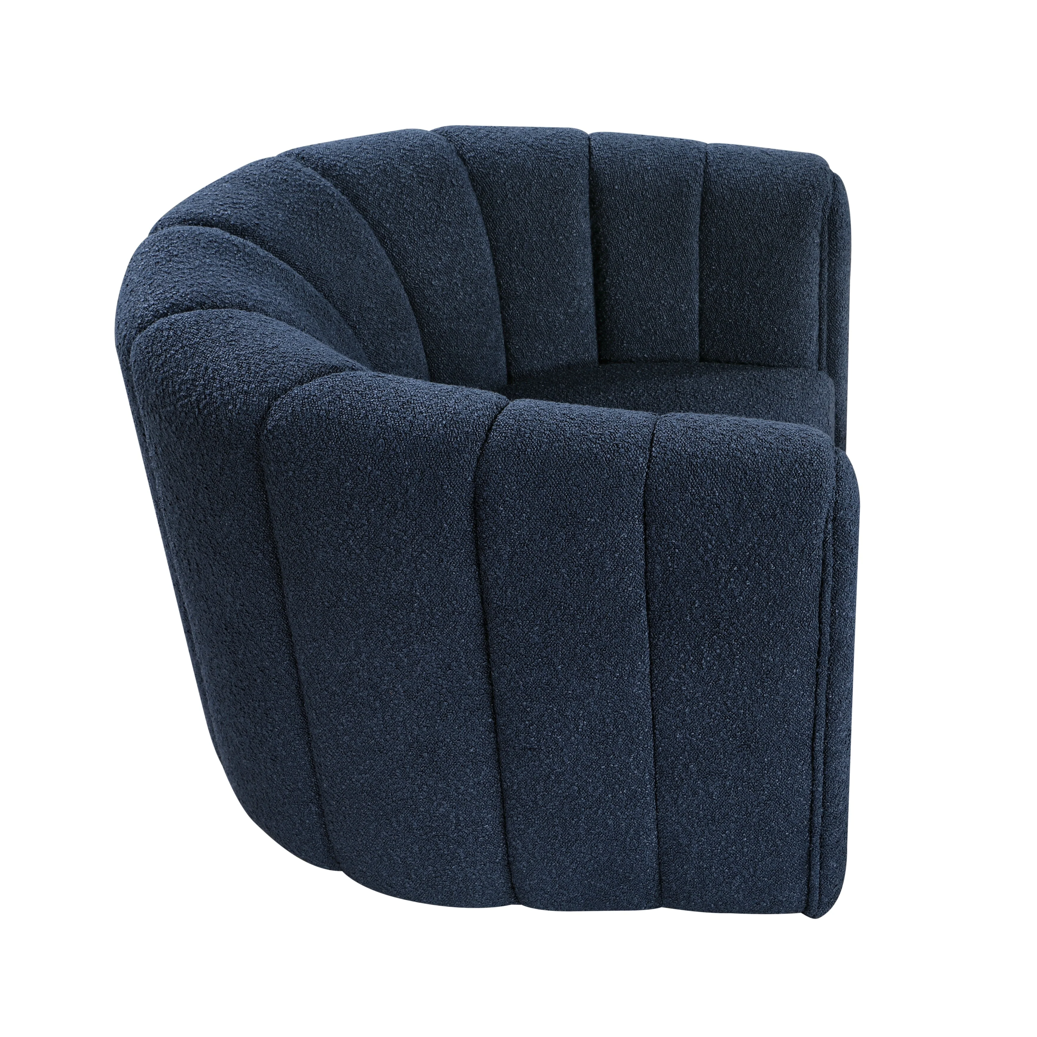 Delaney Blue Boucle Swivel Chair with Ottoman - Image 8
