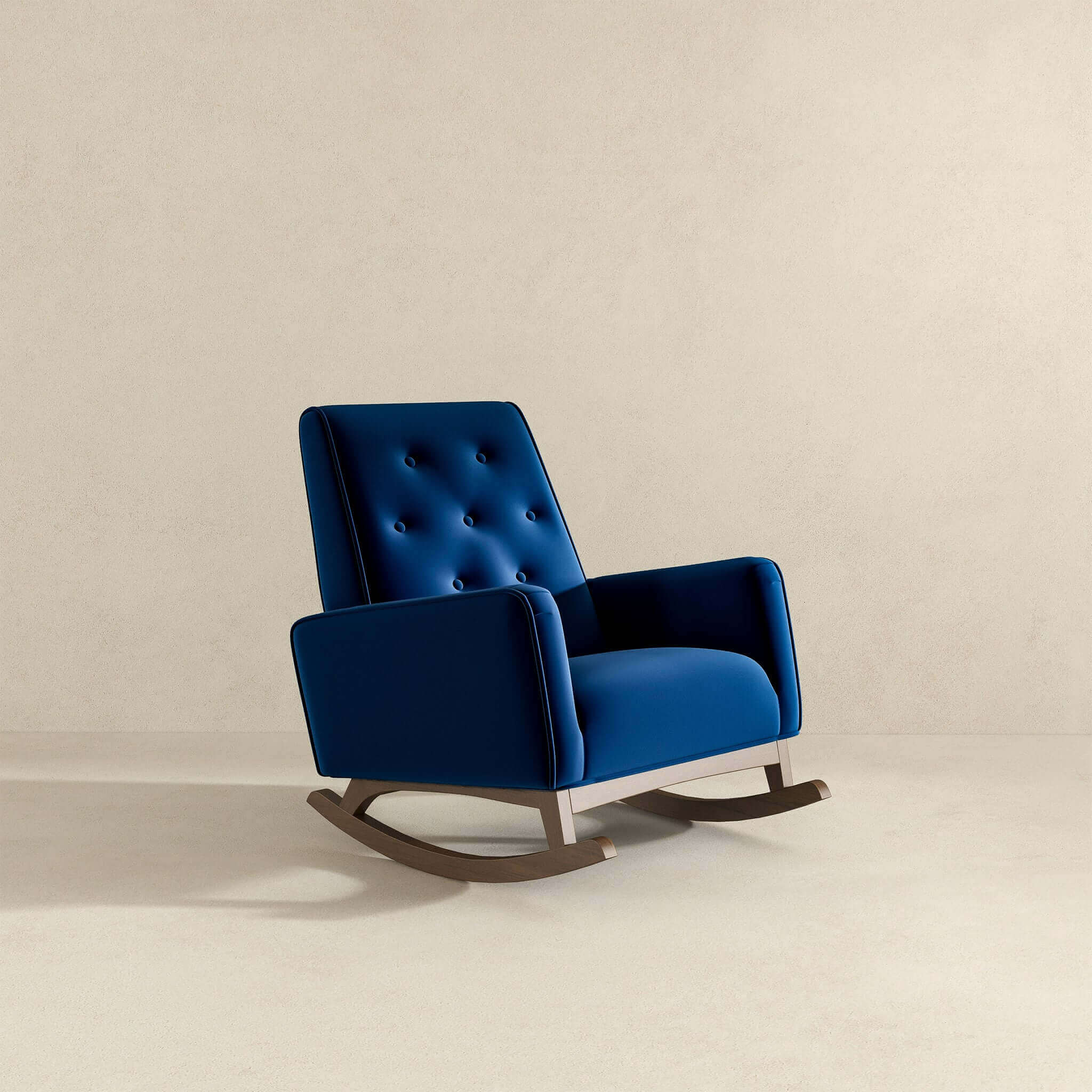 Demetrius Dark Blue Velvet Solid Wood Rocking Chair - Image 6
