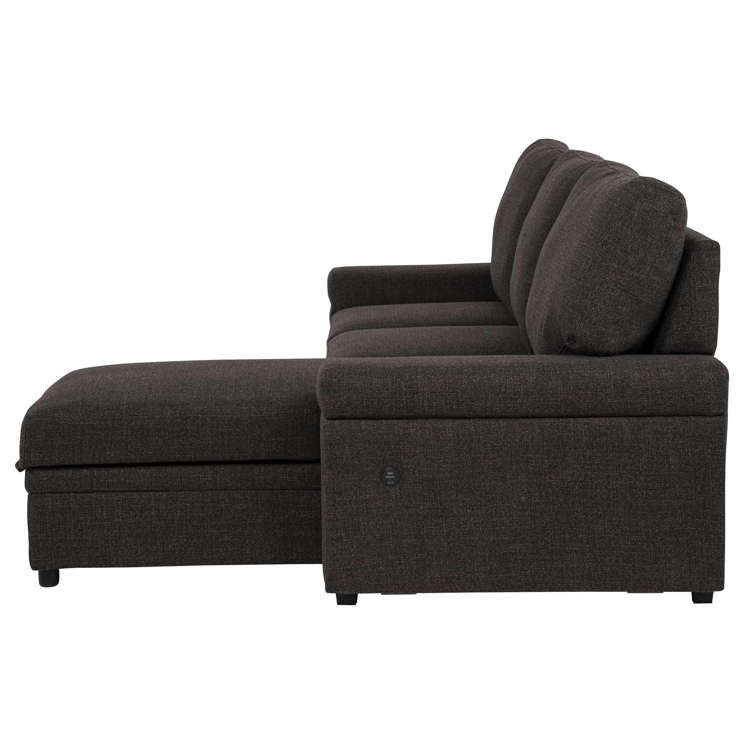 Demko Brown Sleeper Sectional Sofa with Speaker and Storage Chaise - Image 10